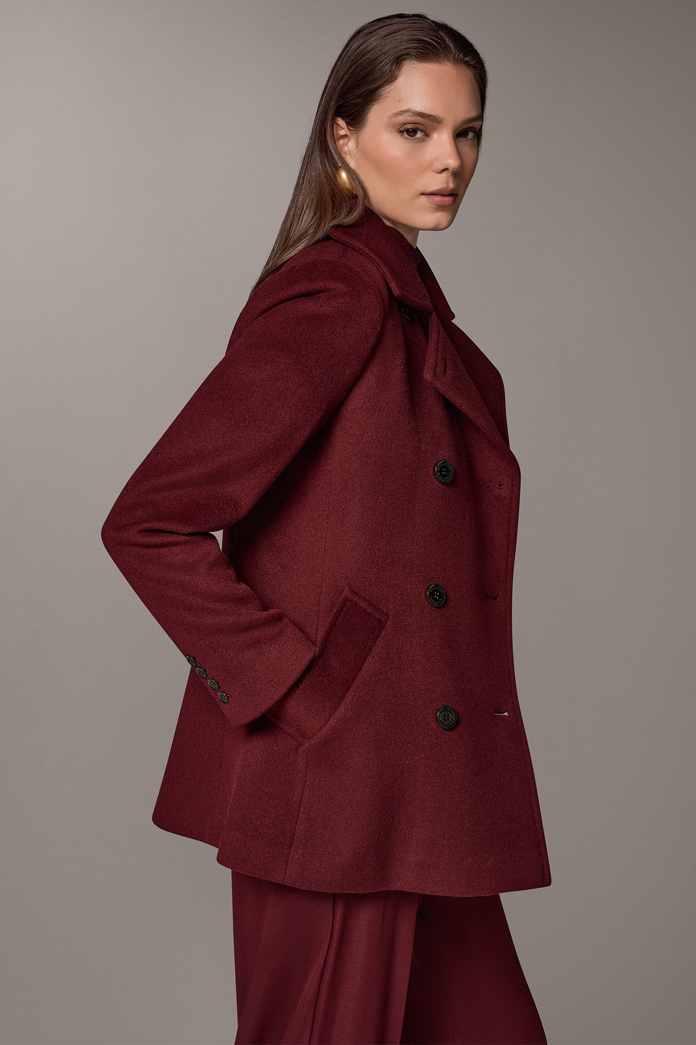 WOOL BLEND DOUBLE-BREASTED PEACOAT VIEW 2
