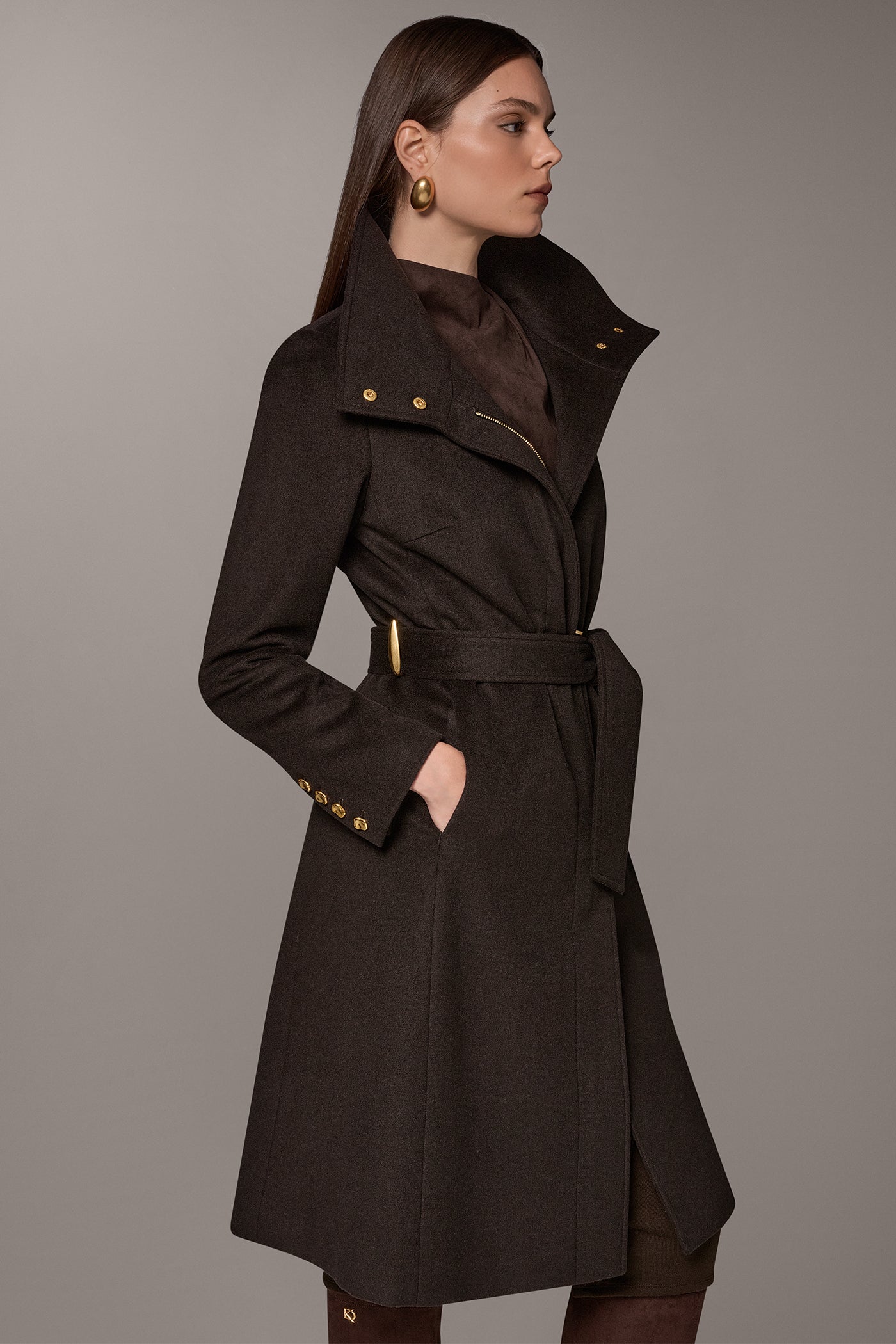 WOOL BLEND FUNNEL NECK COAT VIEW 3 | New Arrivals