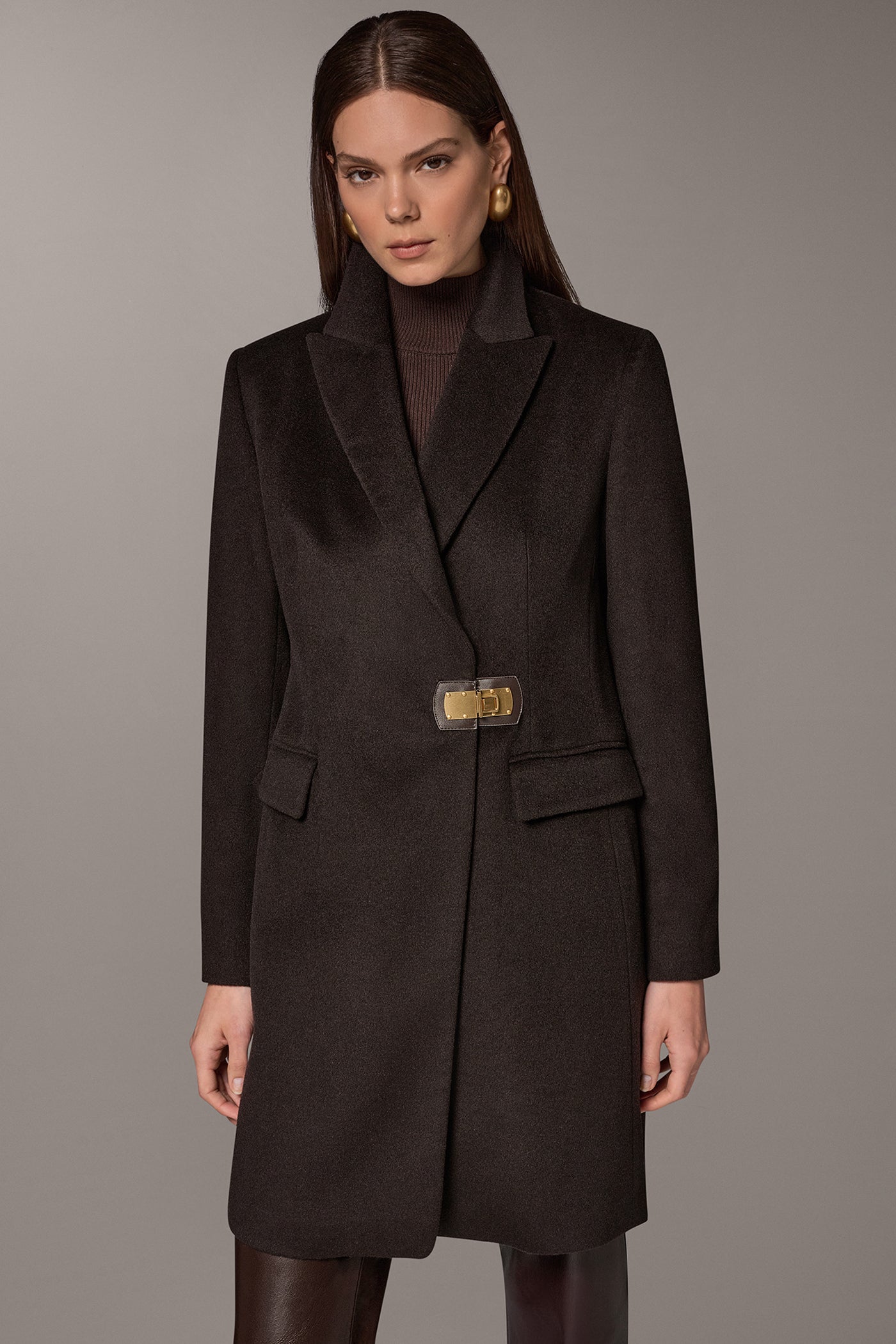WOOL BLEND BUCKLE BLAZER COAT