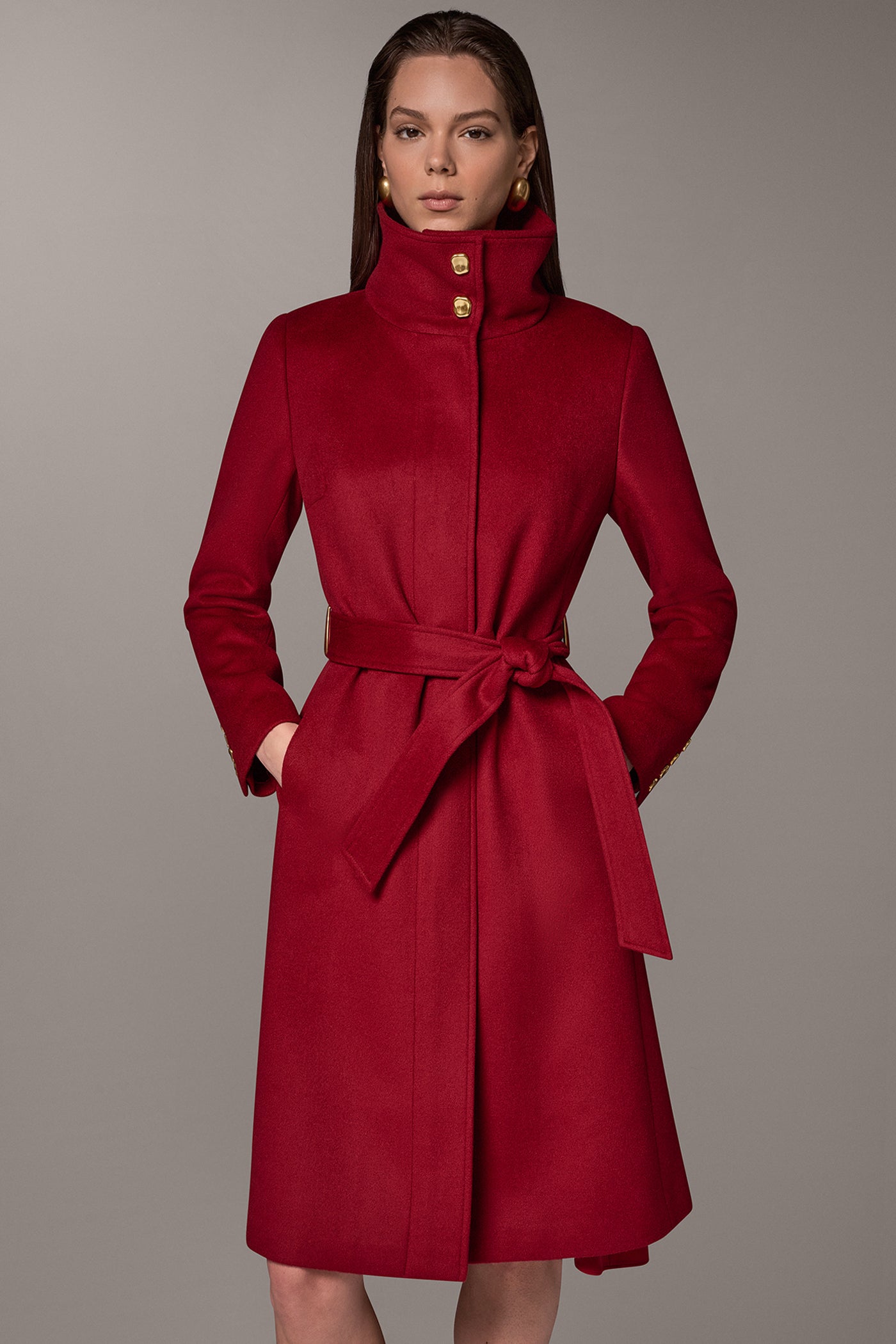 WOOL BLEND FUNNEL NECK COAT