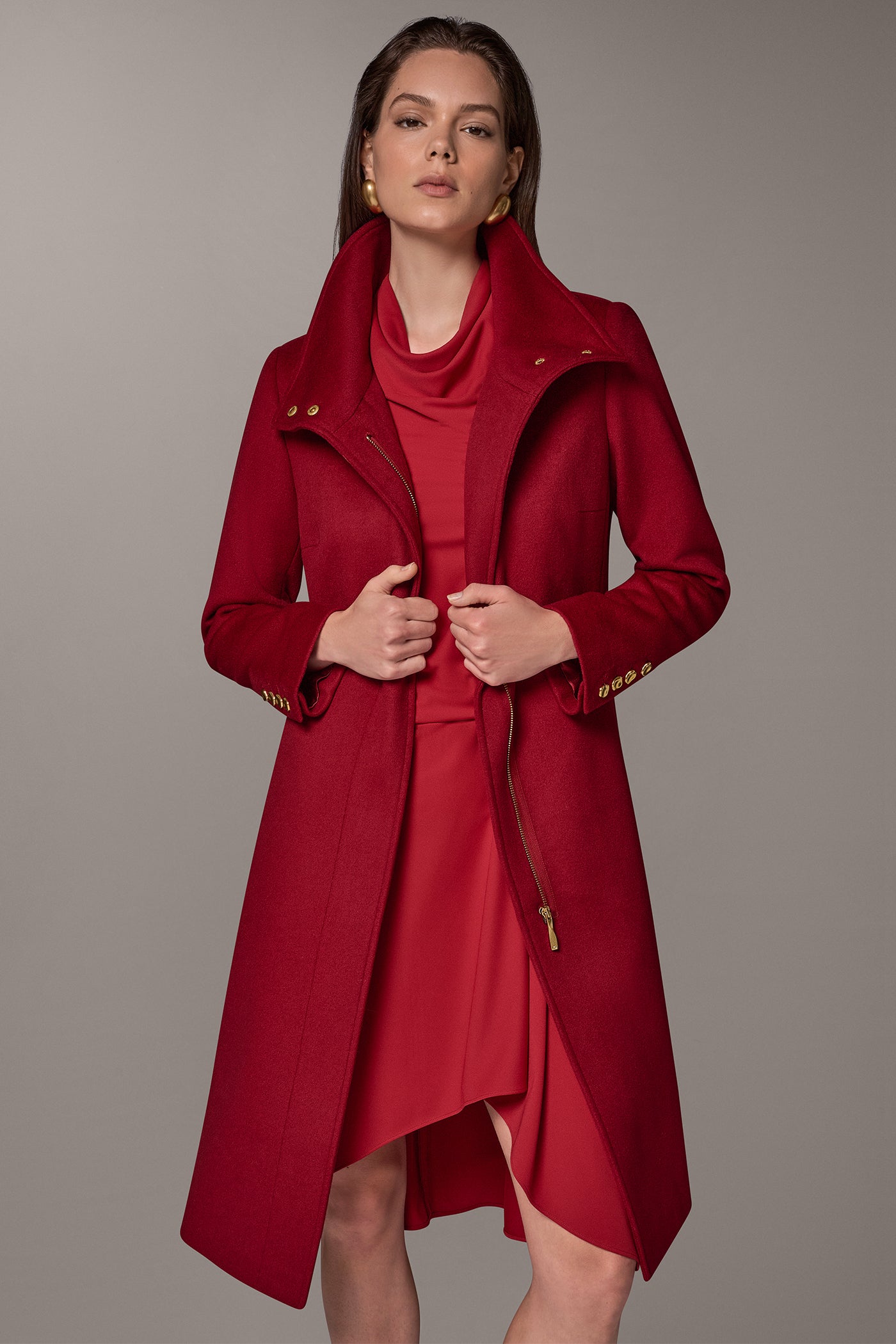 WOOL BLEND FUNNEL NECK COAT (alternate view)