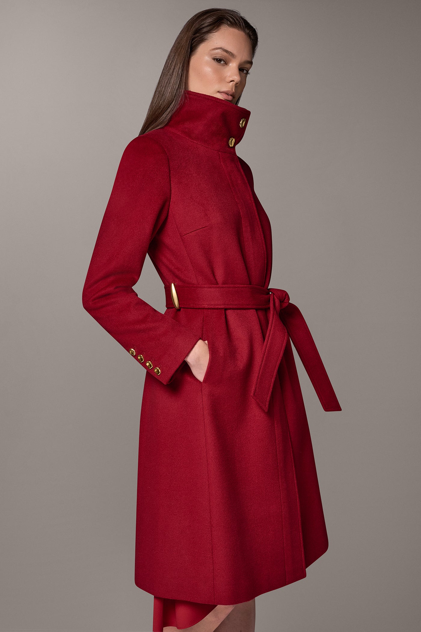 WOOL BLEND FUNNEL NECK COAT VIEW 3 | Clothing