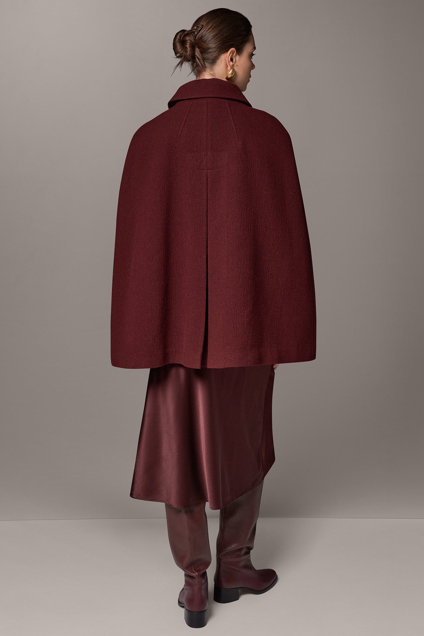 WOOL BLEND BUTTON FRONT CAPE VIEW 9