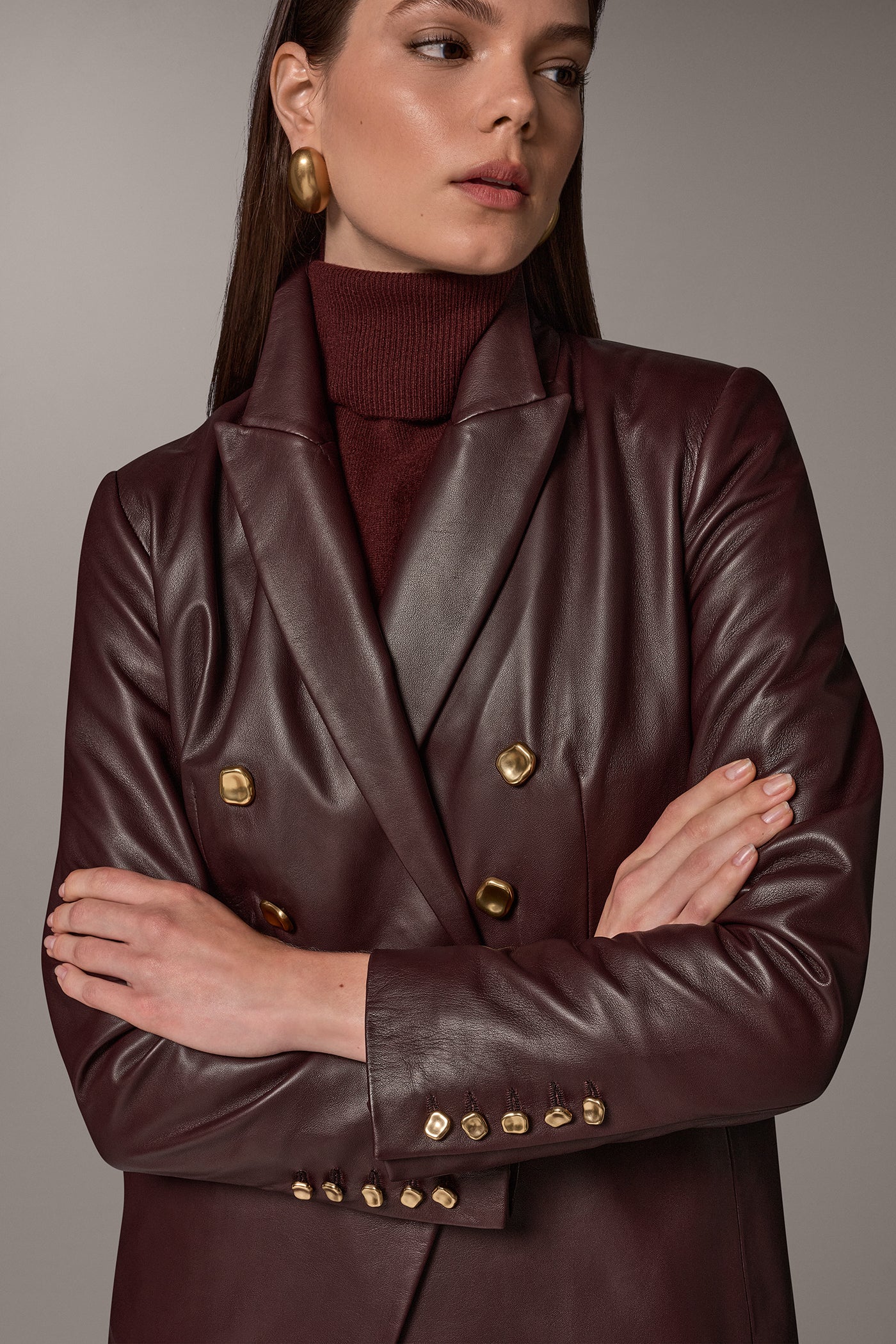 DOUBLE BREASTED LEATHER BLAZER VIEW 5
