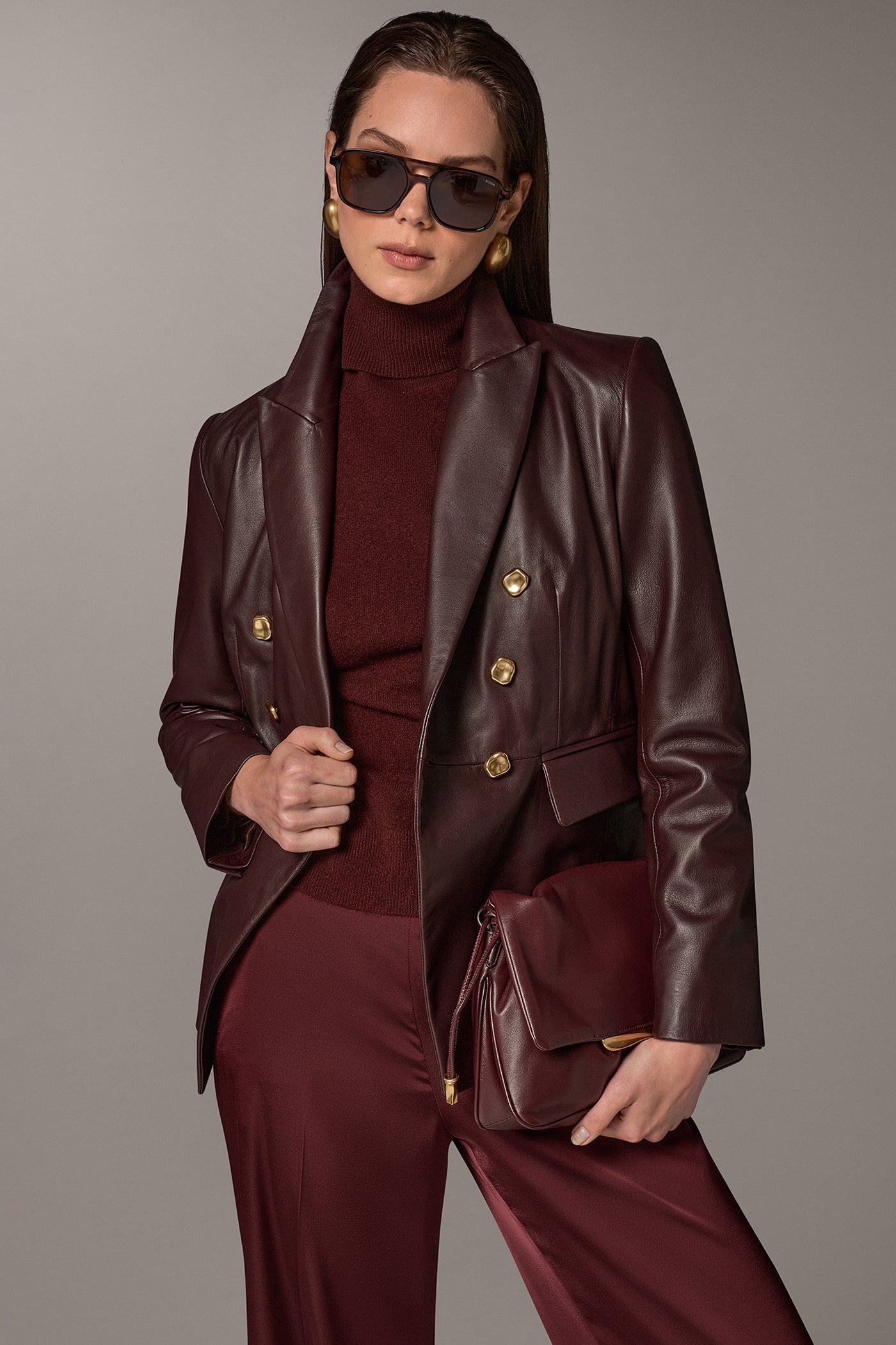 DOUBLE BREASTED LEATHER BLAZER VIEW 6