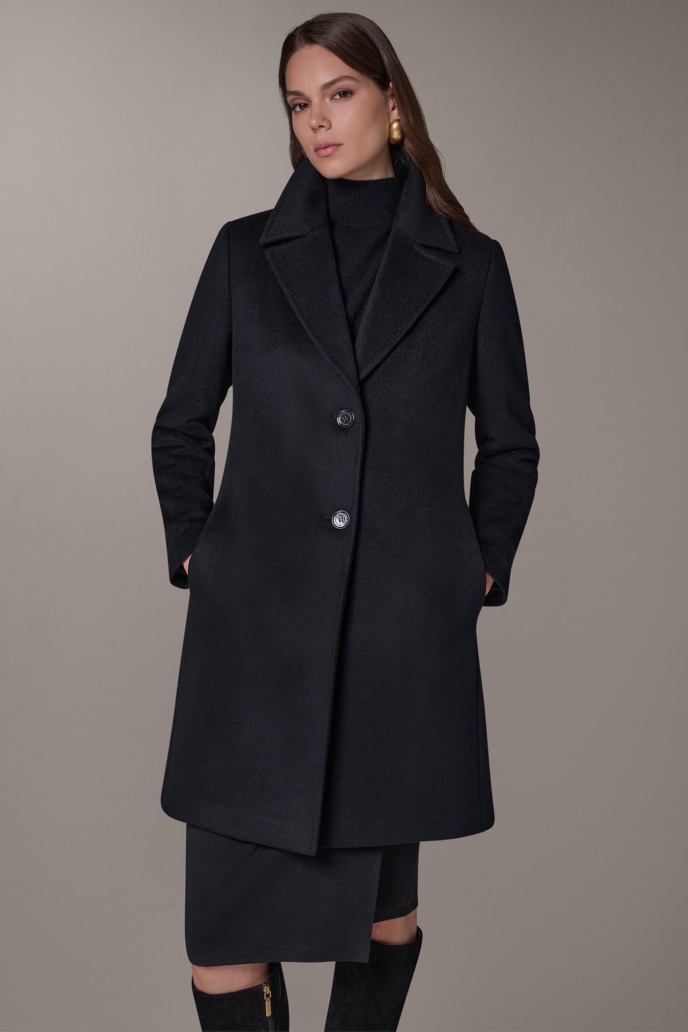 TWO BUTTON REEFER COAT VIEW 1