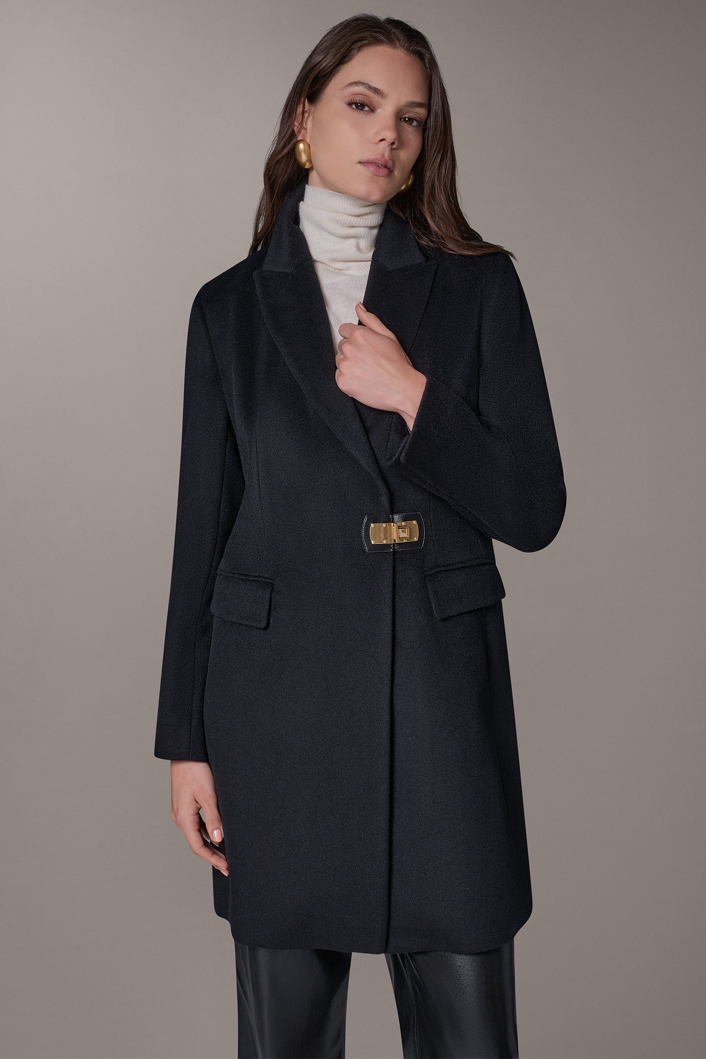 WOOL BLEND BUCKLE BLAZER COAT
