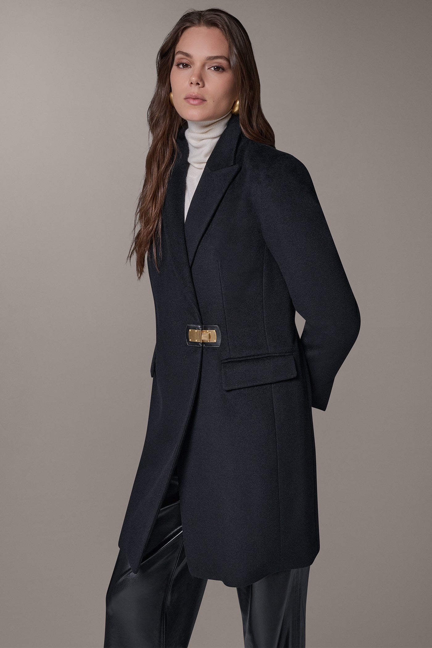 WOOL BLEND BUCKLE BLAZER COAT (alternate view)