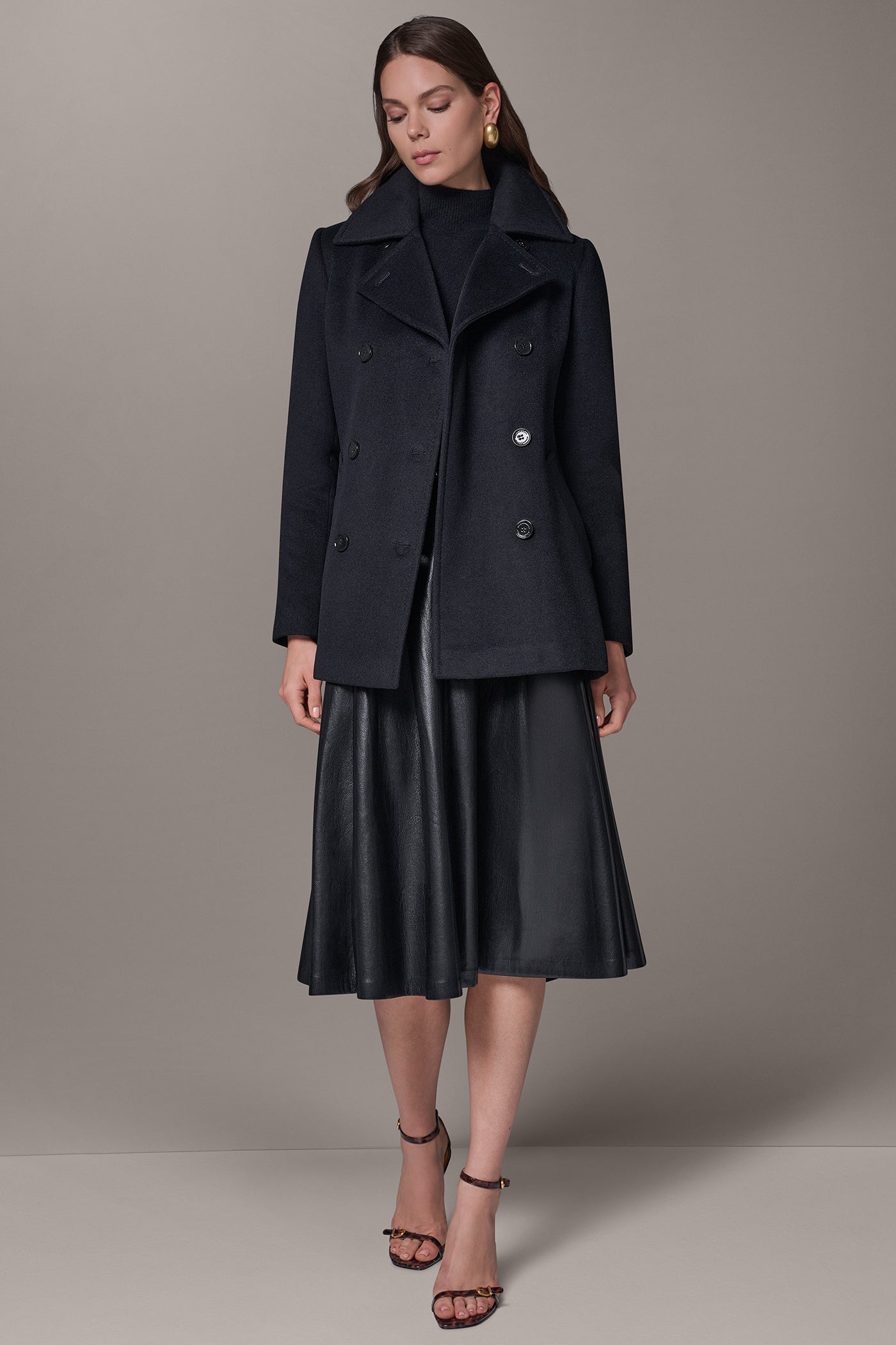 WOOL BLEND DOUBLE-BREASTED PEACOAT VIEW 3