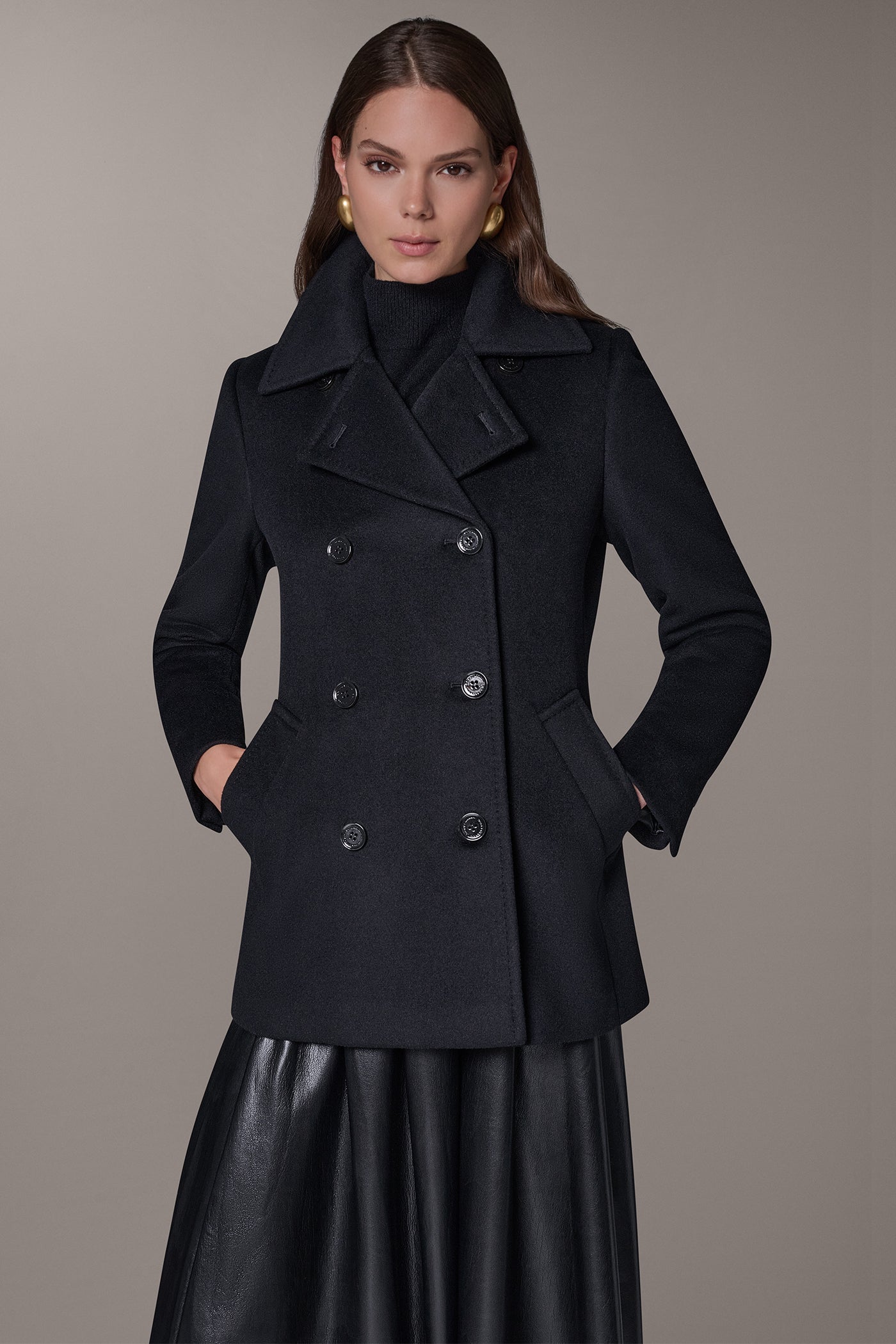 WOOL BLEND DOUBLE-BREASTED PEACOAT VIEW 1