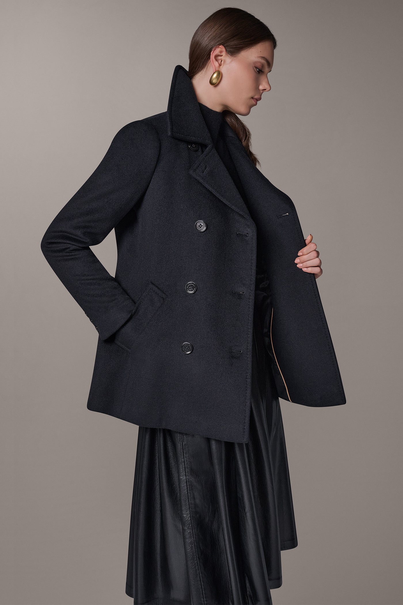 WOOL BLEND DOUBLE-BREASTED PEACOAT VIEW 6