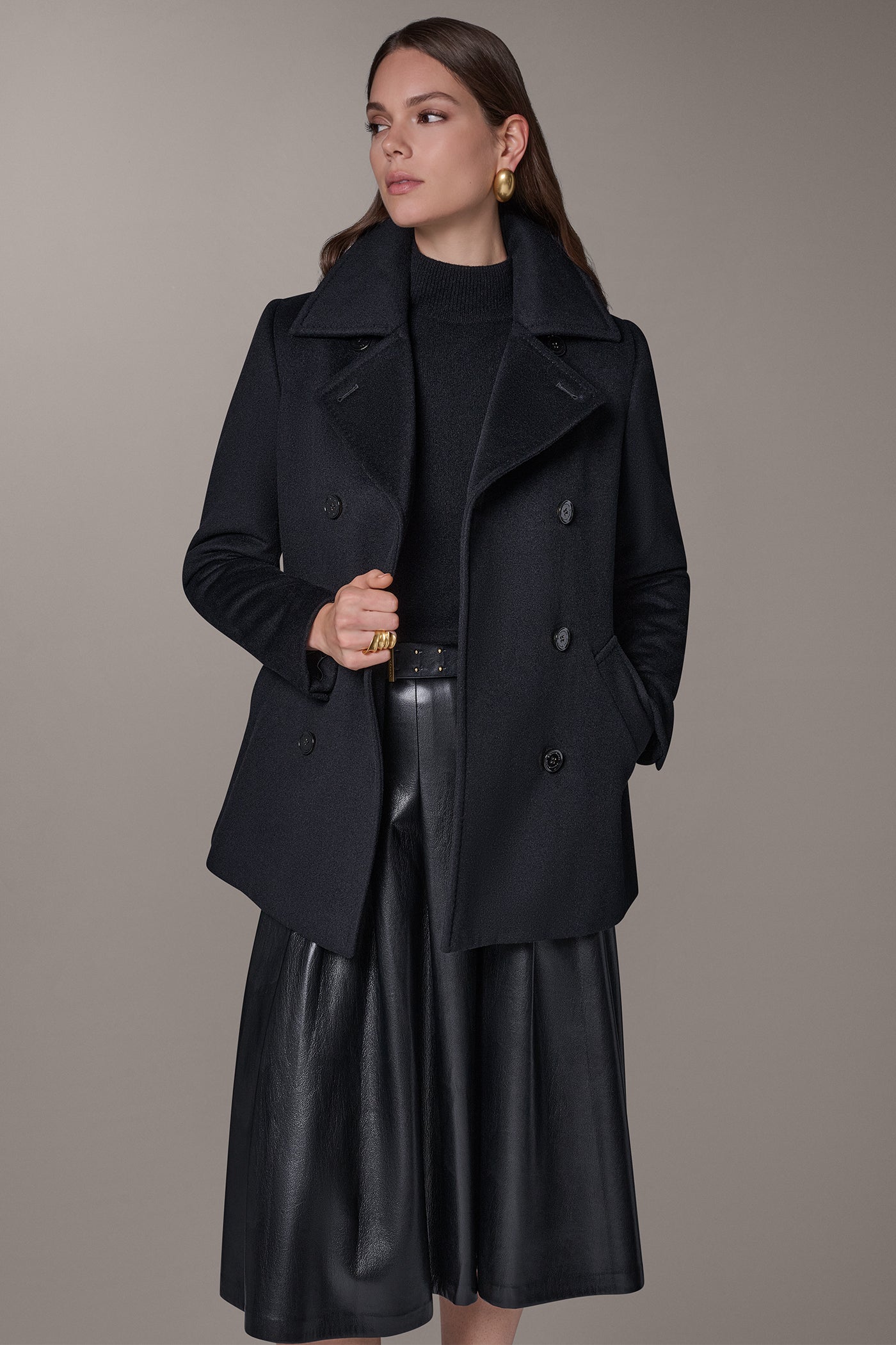 WOOL BLEND DOUBLE-BREASTED PEACOAT VIEW 11