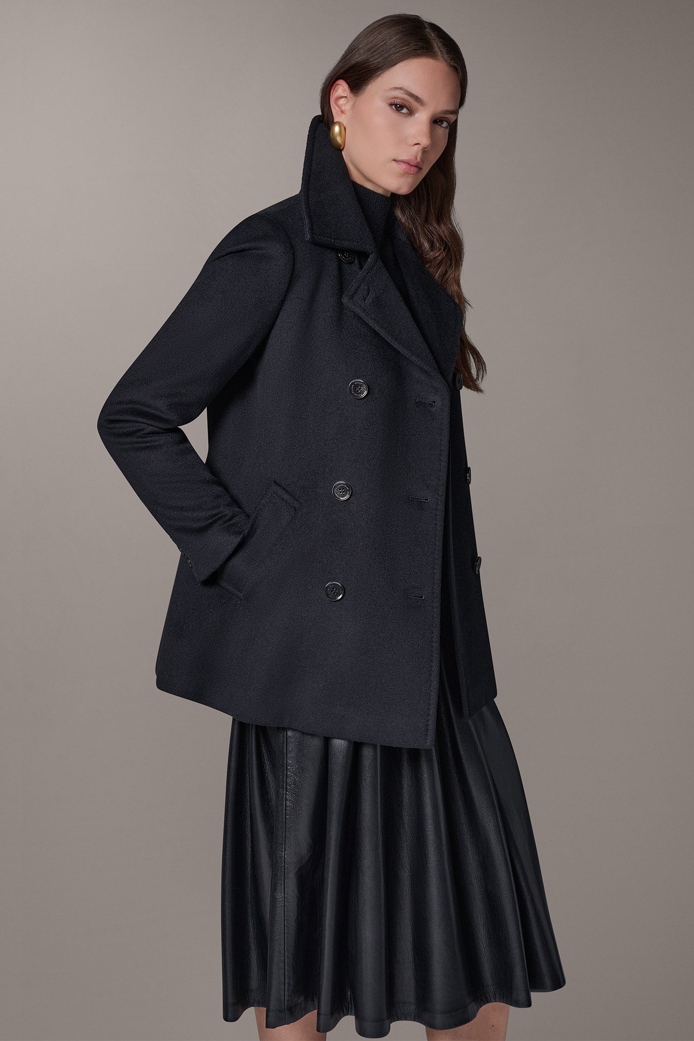 WOOL BLEND DOUBLE-BREASTED PEACOAT VIEW 2