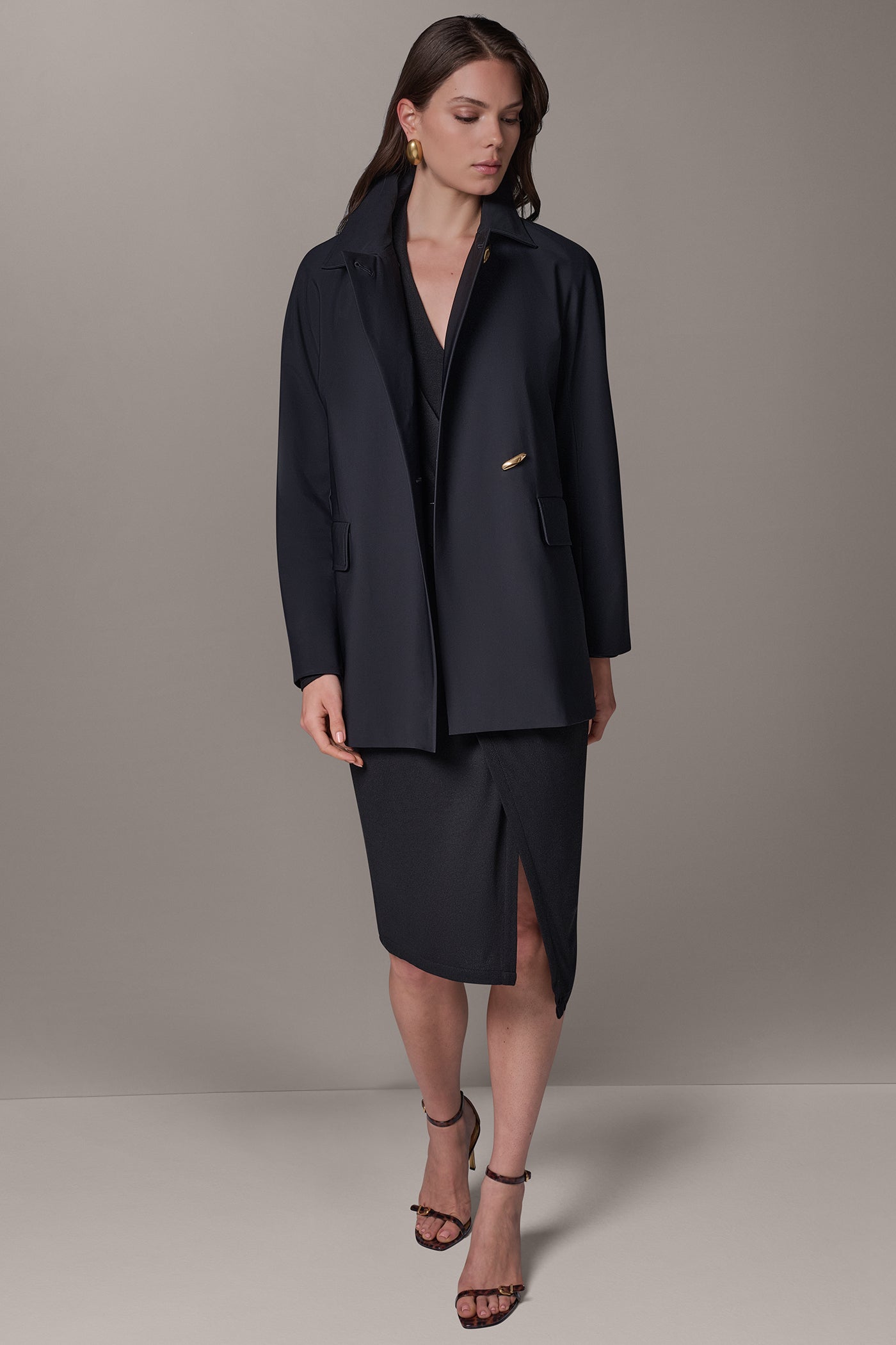 TAILORED COAT WITH GOLD HARDWARE VIEW 3