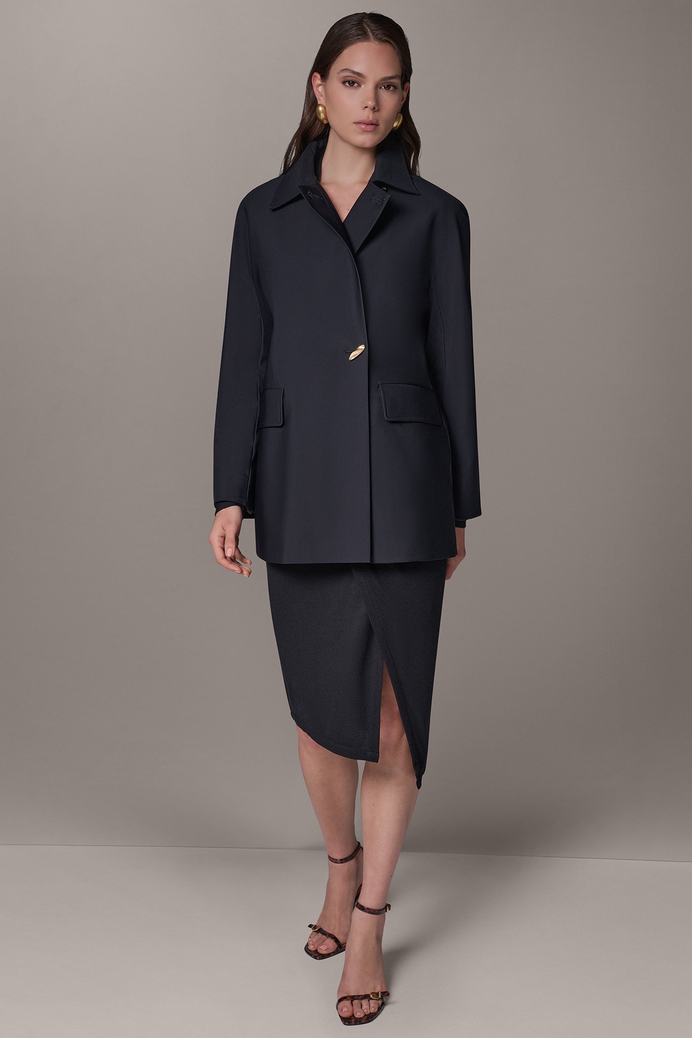 TAILORED COAT WITH GOLD HARDWARE VIEW 4
