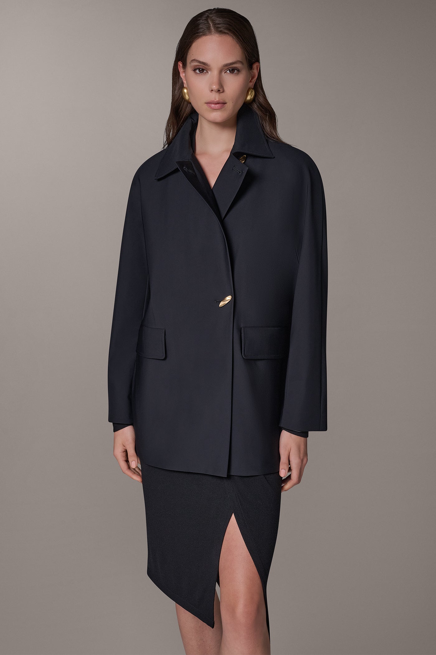 TAILORED COAT WITH GOLD HARDWARE VIEW 1