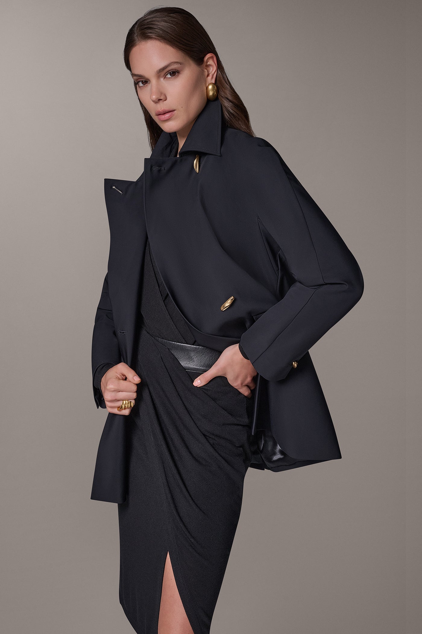 TAILORED COAT WITH GOLD HARDWARE VIEW 5