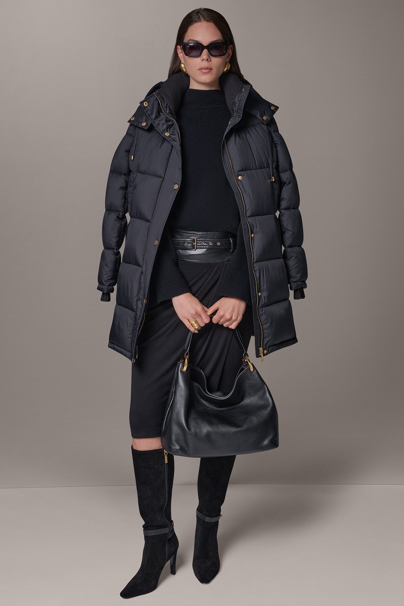 HOODED RIB TRIM PUFFER COAT VIEW 6 | New Arrivals