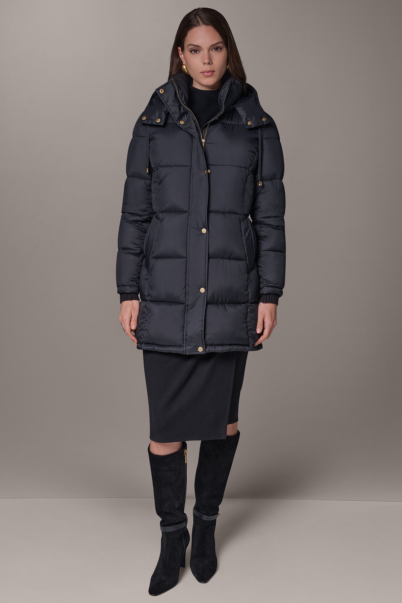 HOODED RIB TRIM PUFFER COAT VIEW 4 | New Arrivals