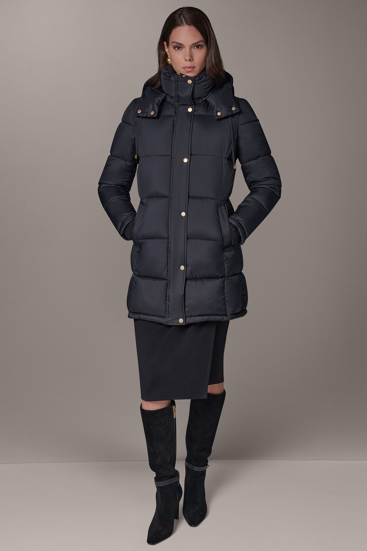HOODED RIB TRIM PUFFER COAT VIEW 7 | New Arrivals