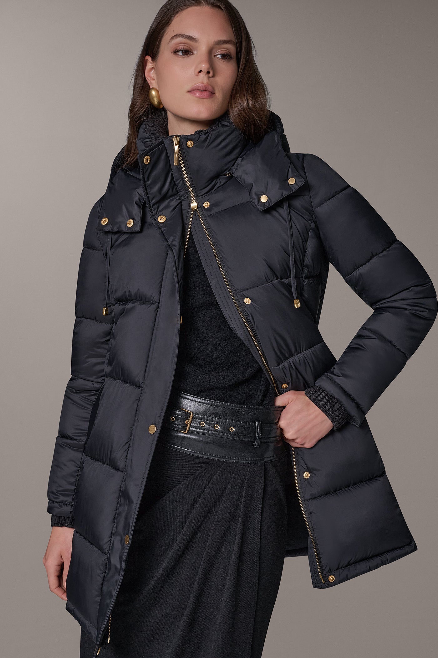HOODED RIB TRIM PUFFER COAT VIEW 3 | New Arrivals