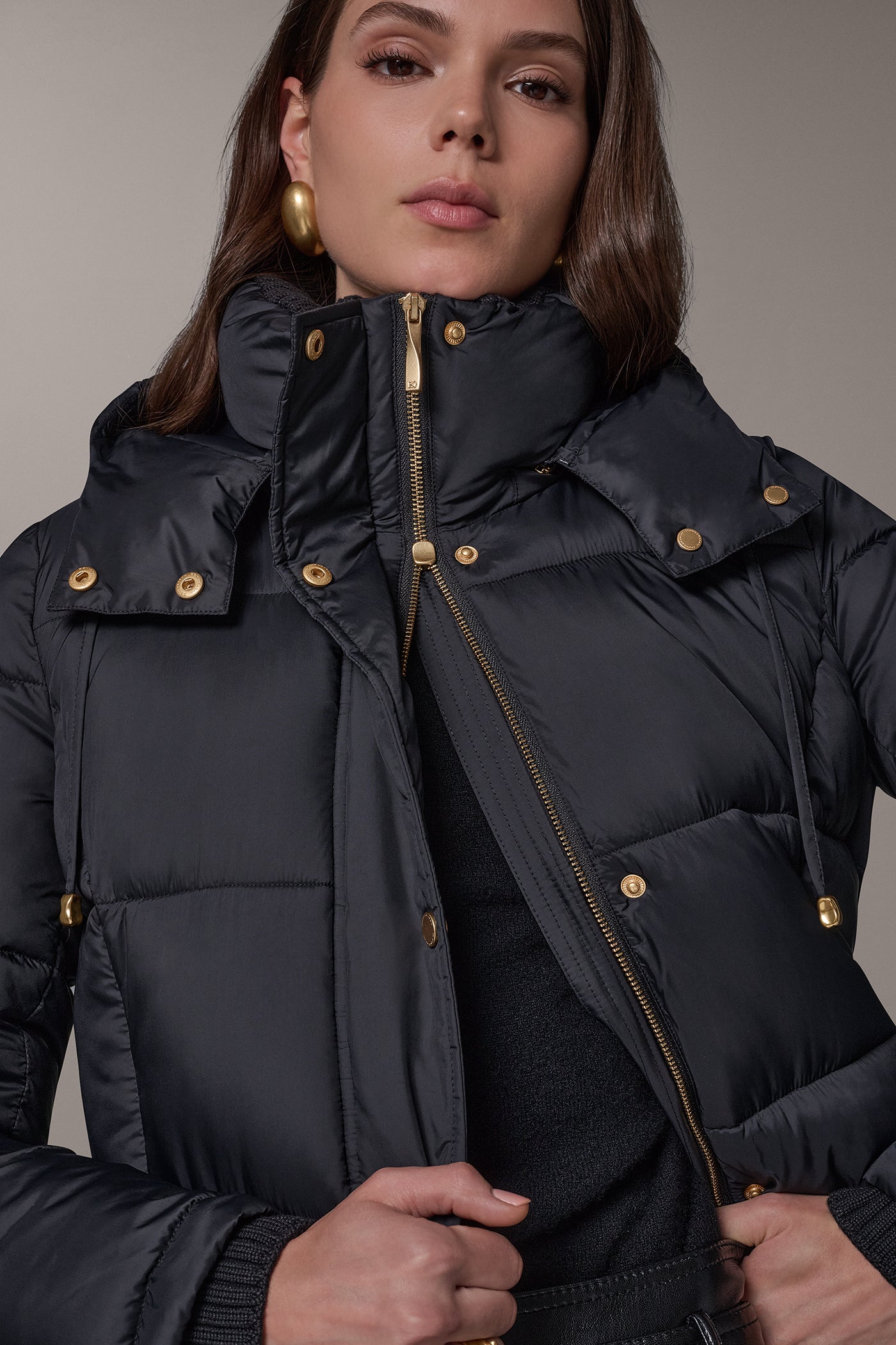 HOODED RIB TRIM PUFFER COAT VIEW 9 | New Arrivals