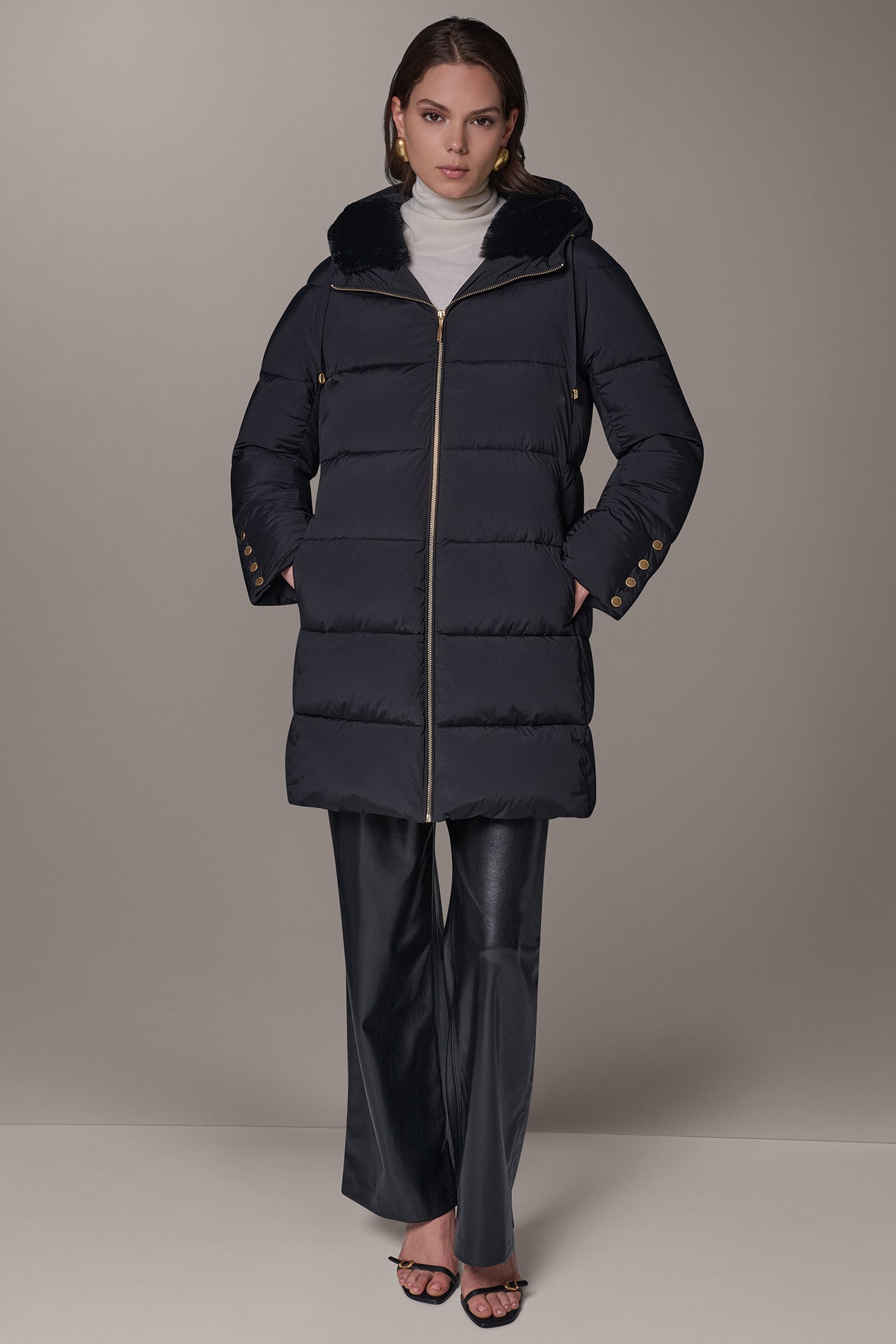 Long Hooded Down Filled Puffer Coat VIEW 4