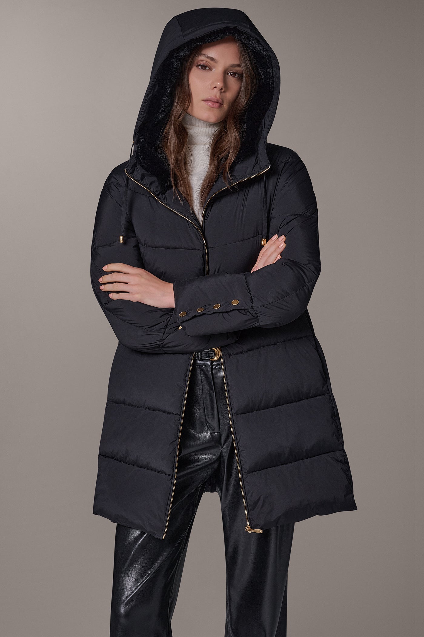 Long Hooded Down Filled Puffer Coat (alternate view)