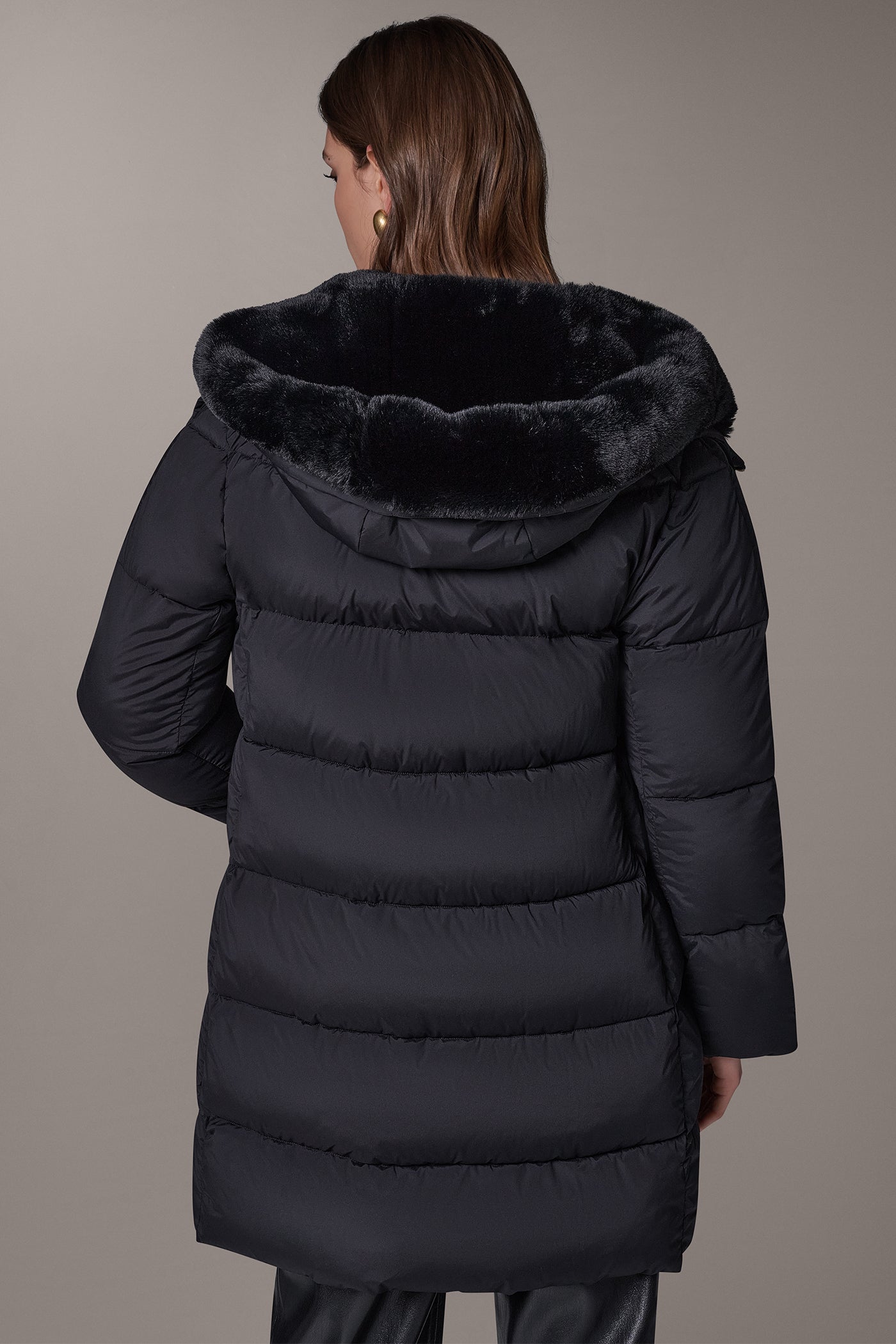 Long Hooded Down Filled Puffer Coat VIEW 3