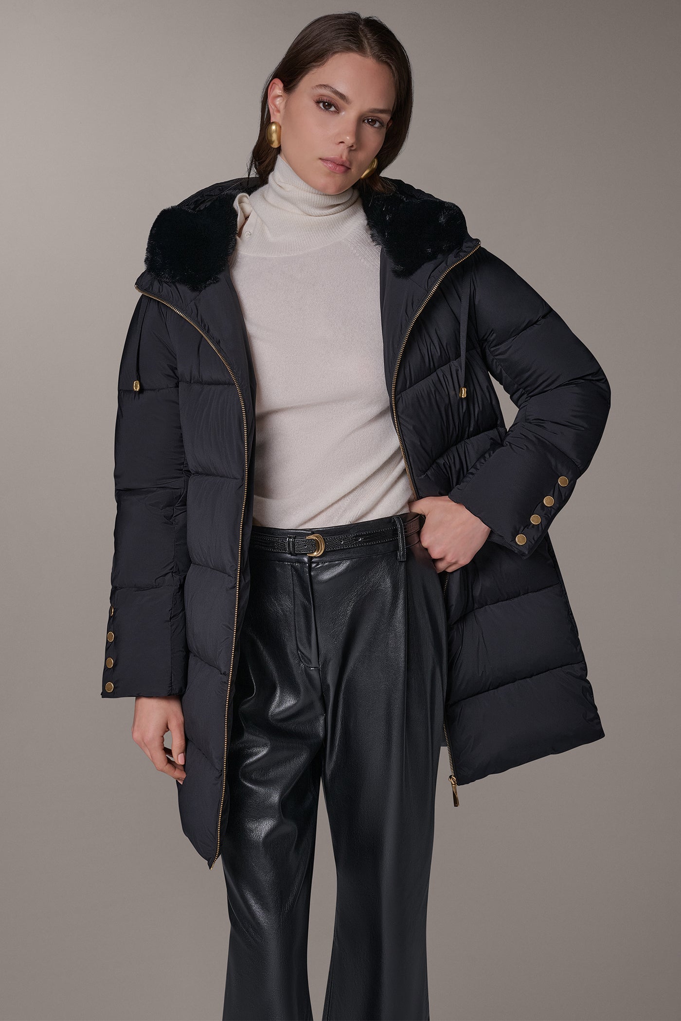 Long Hooded Down Filled Puffer Coat VIEW 6