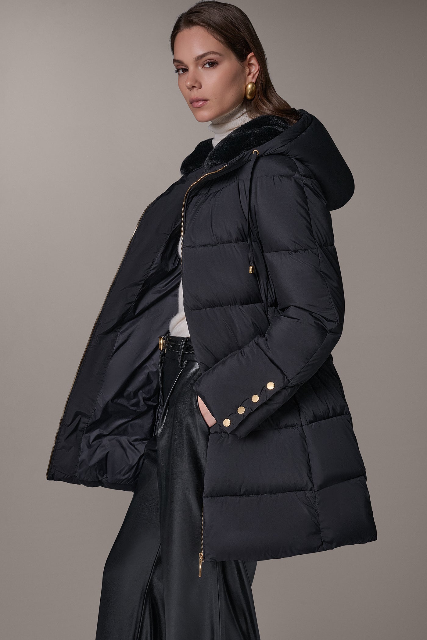 Long Hooded Down Filled Puffer Coat VIEW 5