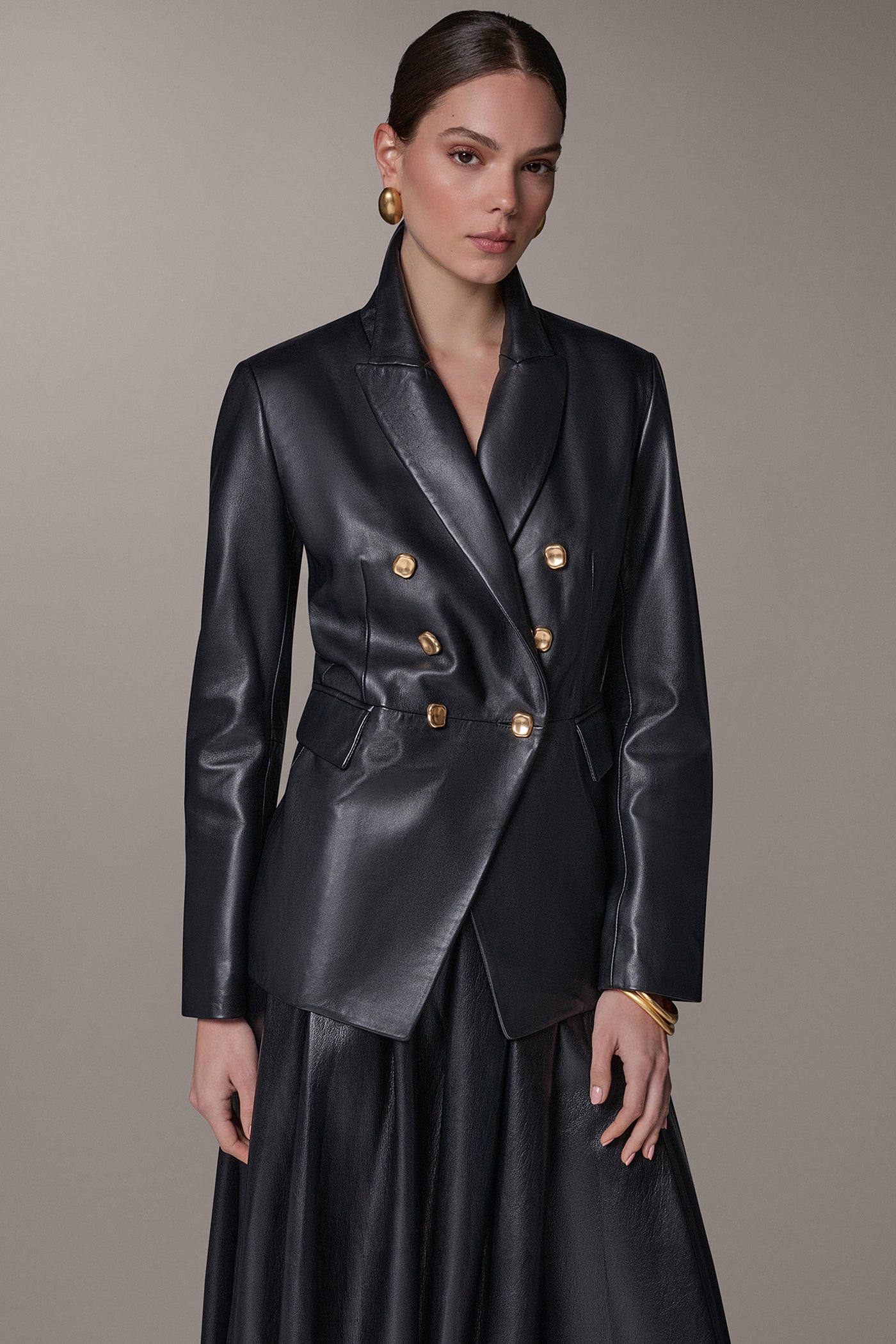 DOUBLE BREASTED LEATHER BLAZER VIEW 6