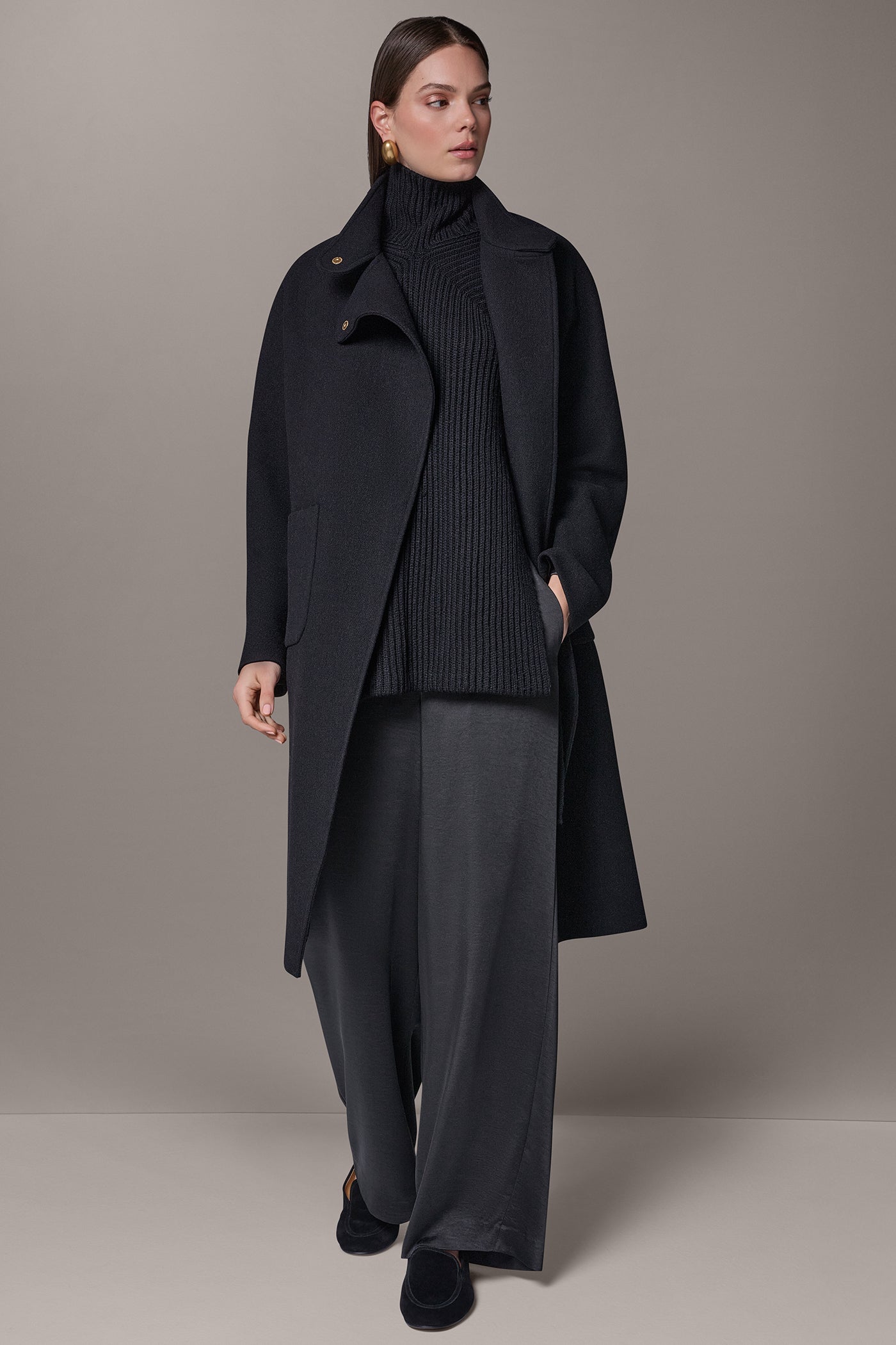 WOOL BLEND HIGH NECK WRAP COAT VIEW 15
