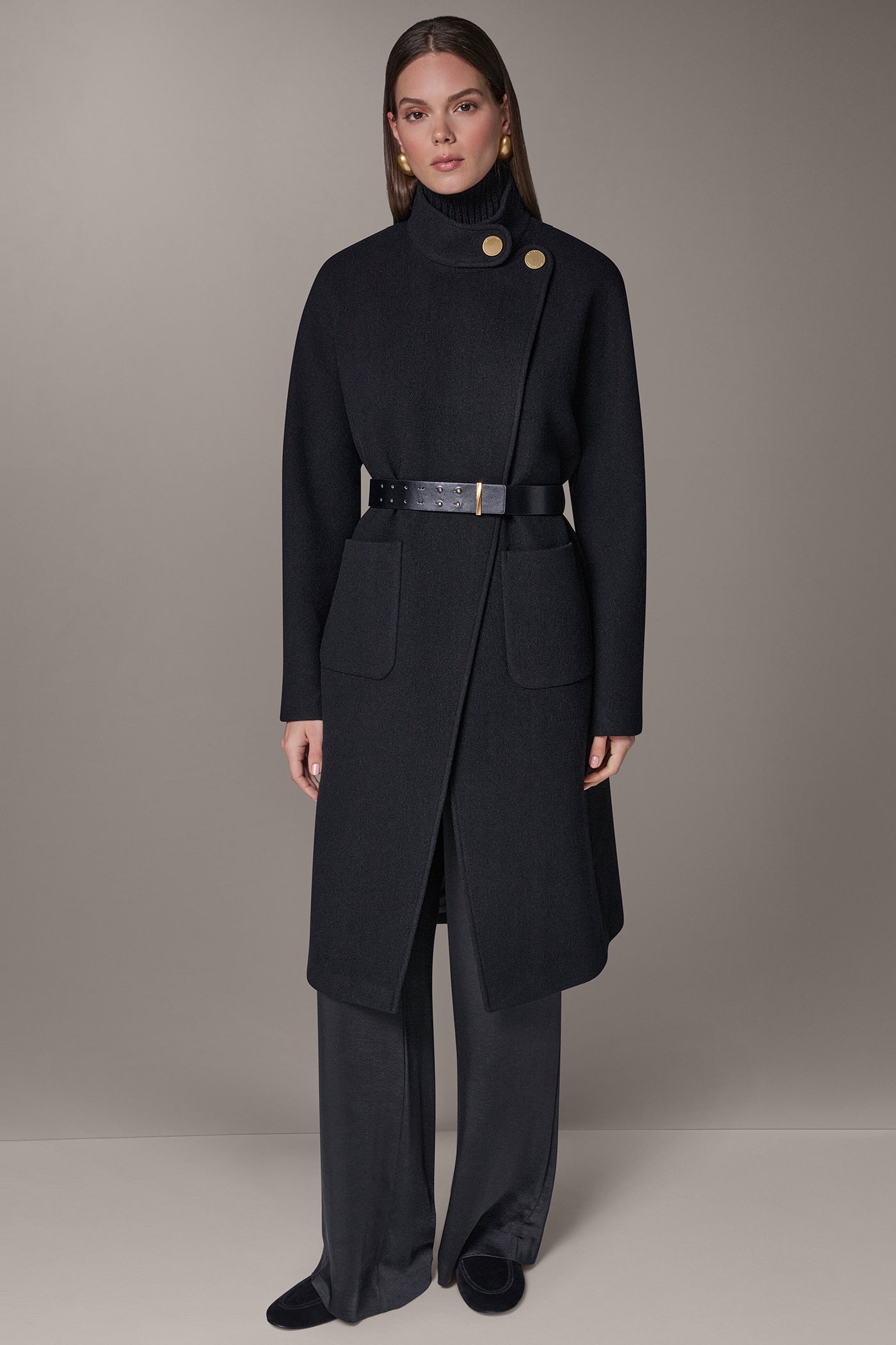 WOOL BLEND HIGH NECK WRAP COAT VIEW 14