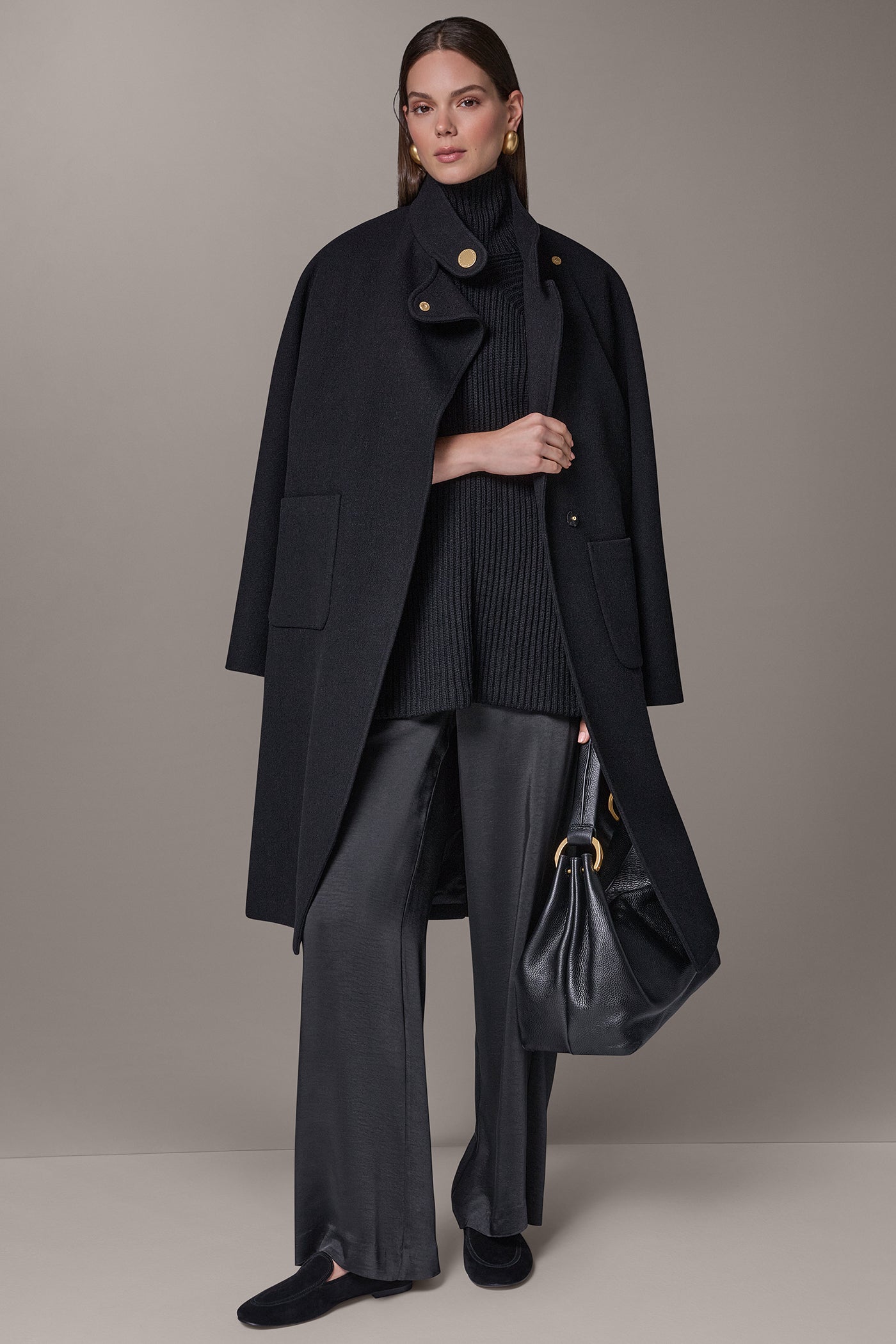 WOOL BLEND HIGH NECK WRAP COAT VIEW 11
