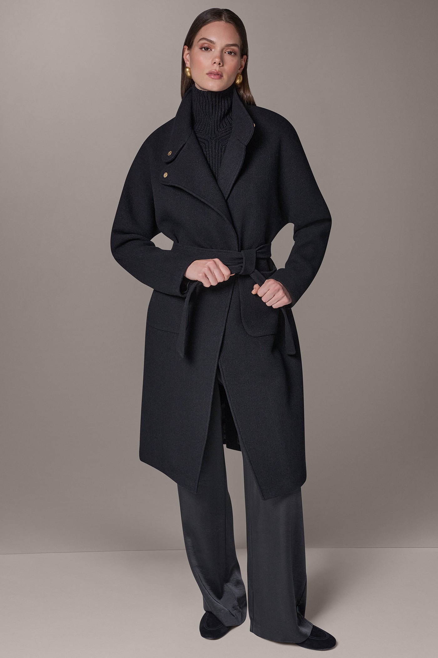 WOOL BLEND HIGH NECK WRAP COAT VIEW 13