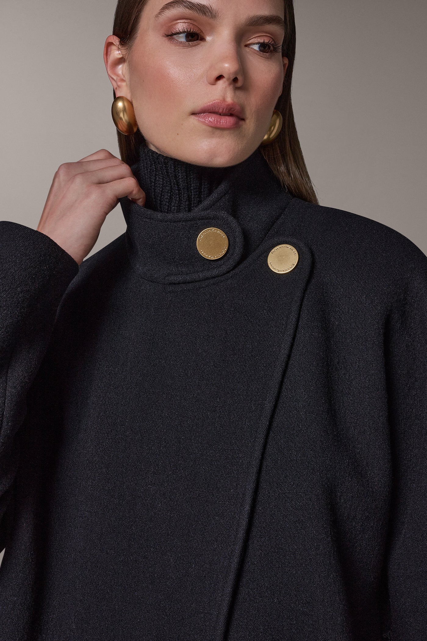 WOOL BLEND HIGH NECK WRAP COAT VIEW 9