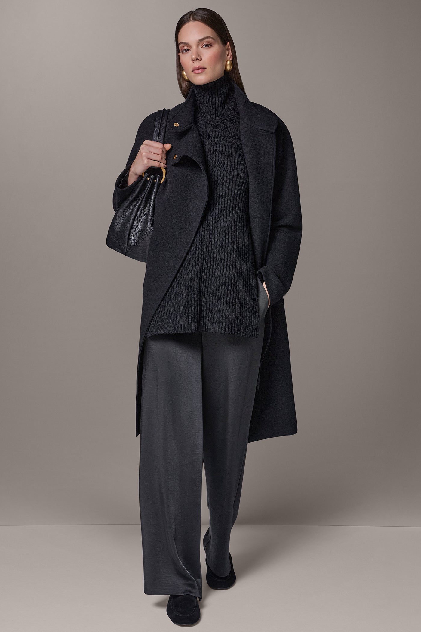 WOOL BLEND HIGH NECK WRAP COAT VIEW 8