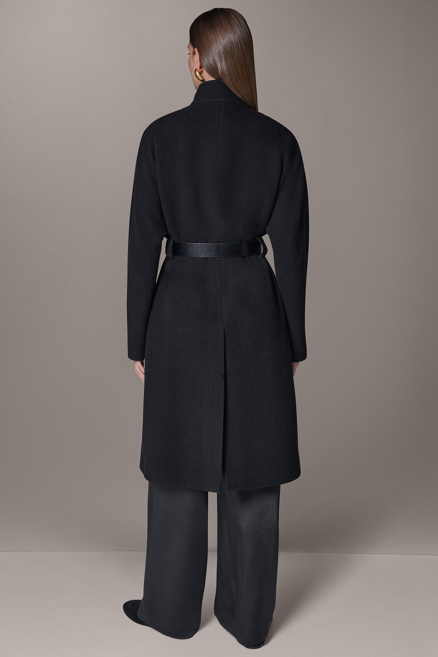 WOOL BLEND HIGH NECK WRAP COAT VIEW 5