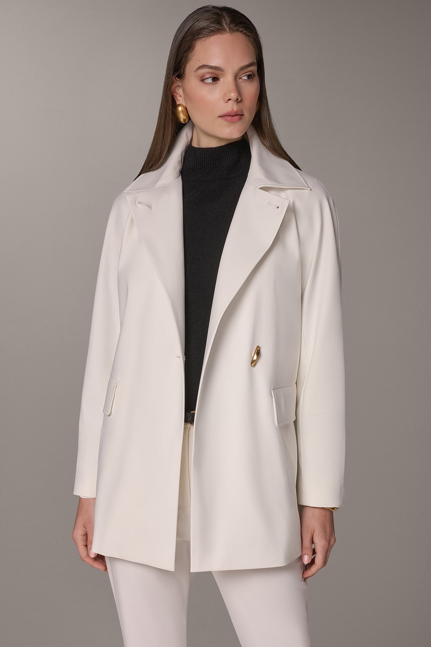TAILORED COAT WITH GOLD HARDWARE VIEW 1