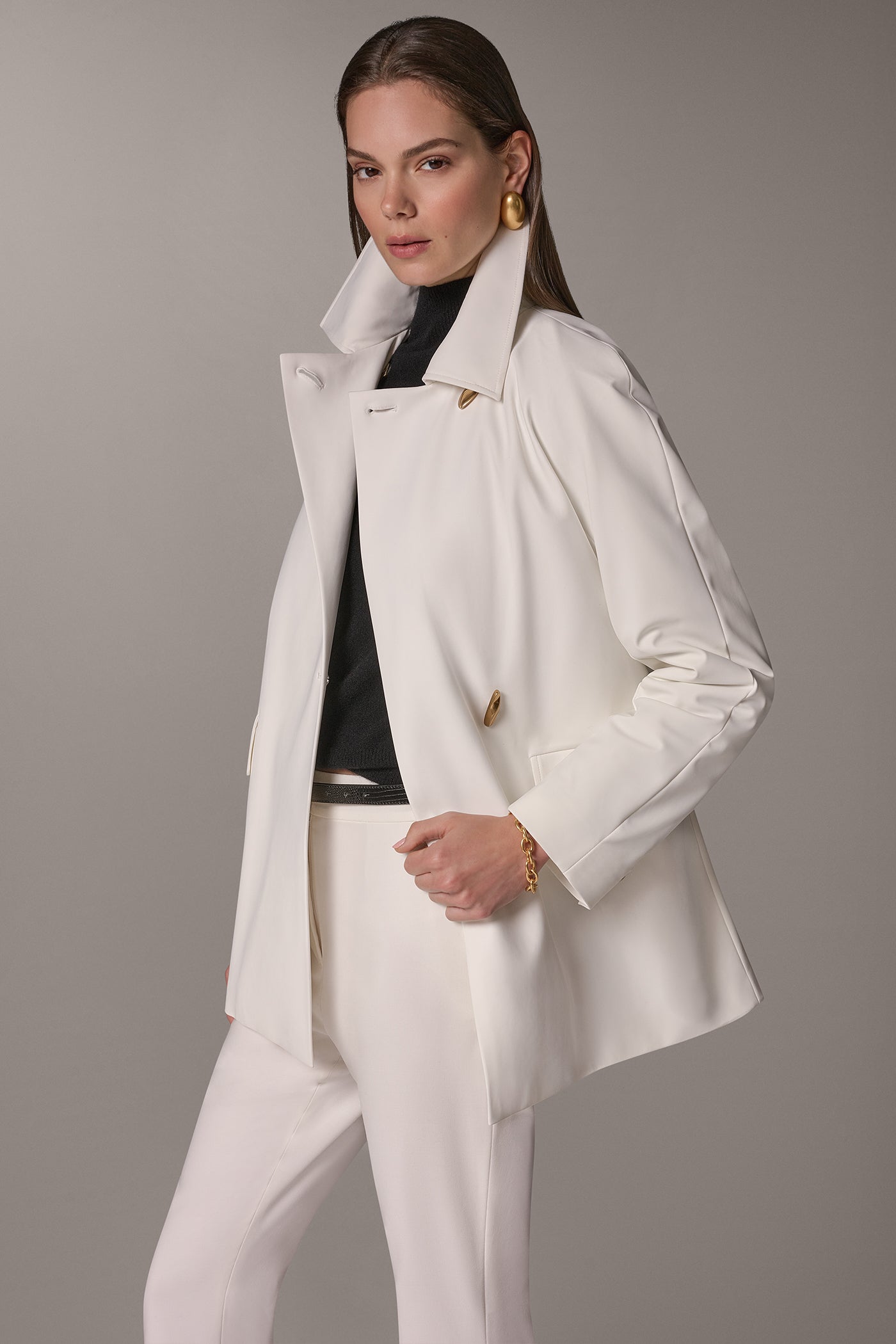 TAILORED COAT WITH GOLD HARDWARE VIEW 2
