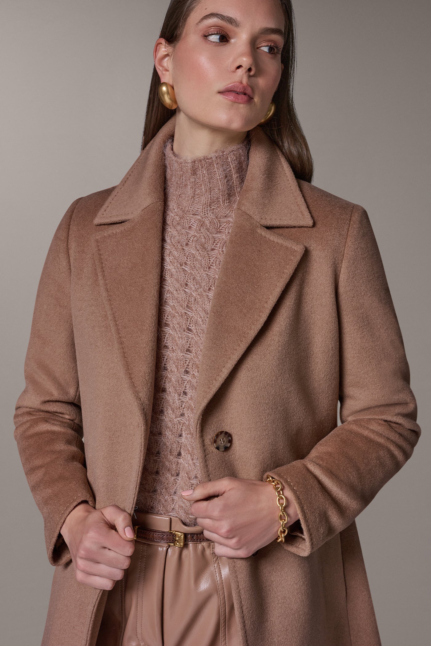 TWO BUTTON REEFER COAT (alternate view)