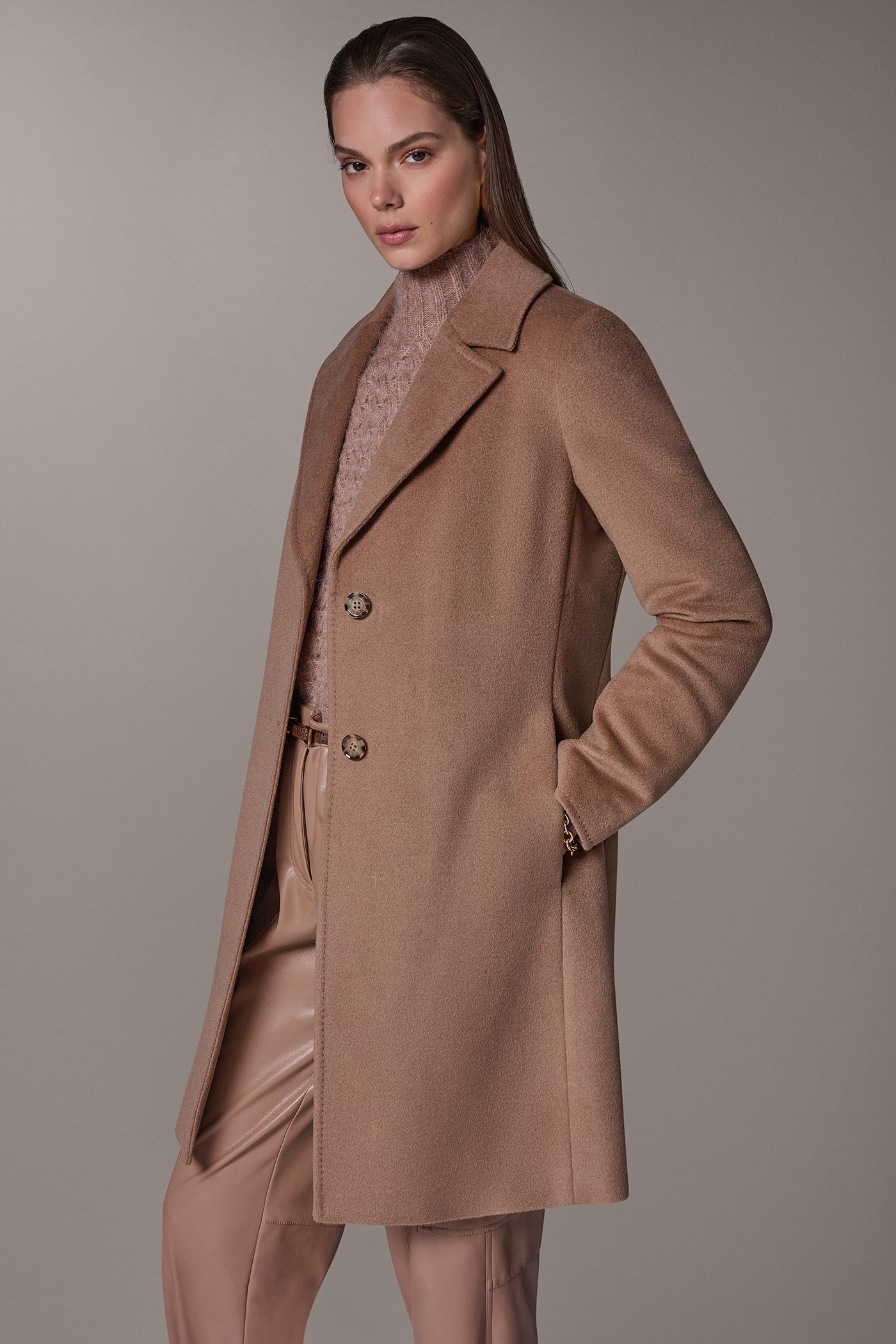TWO BUTTON REEFER COAT VIEW 4 | Clothing