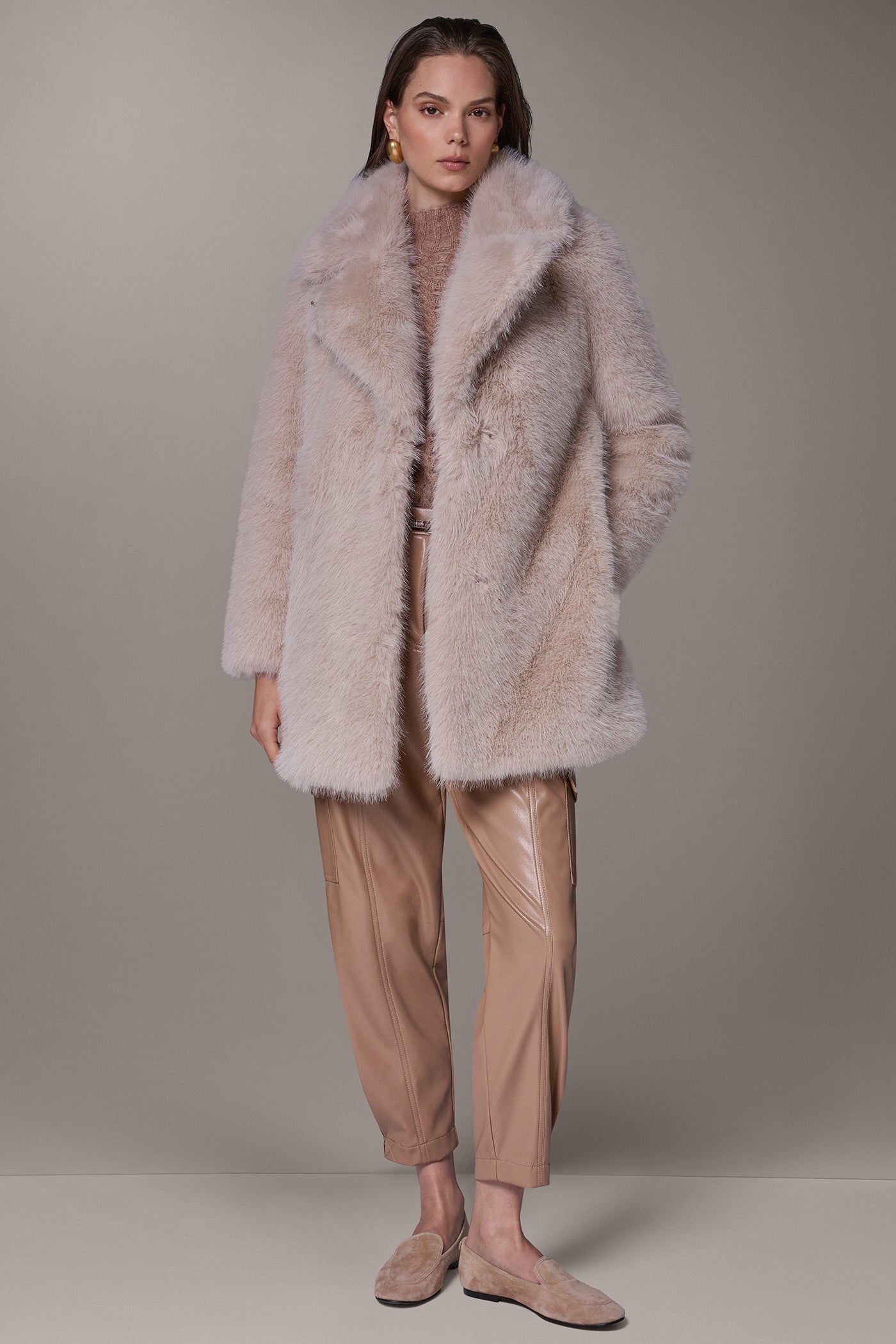 HIGH NECK FAUX FUR COAT VIEW 8