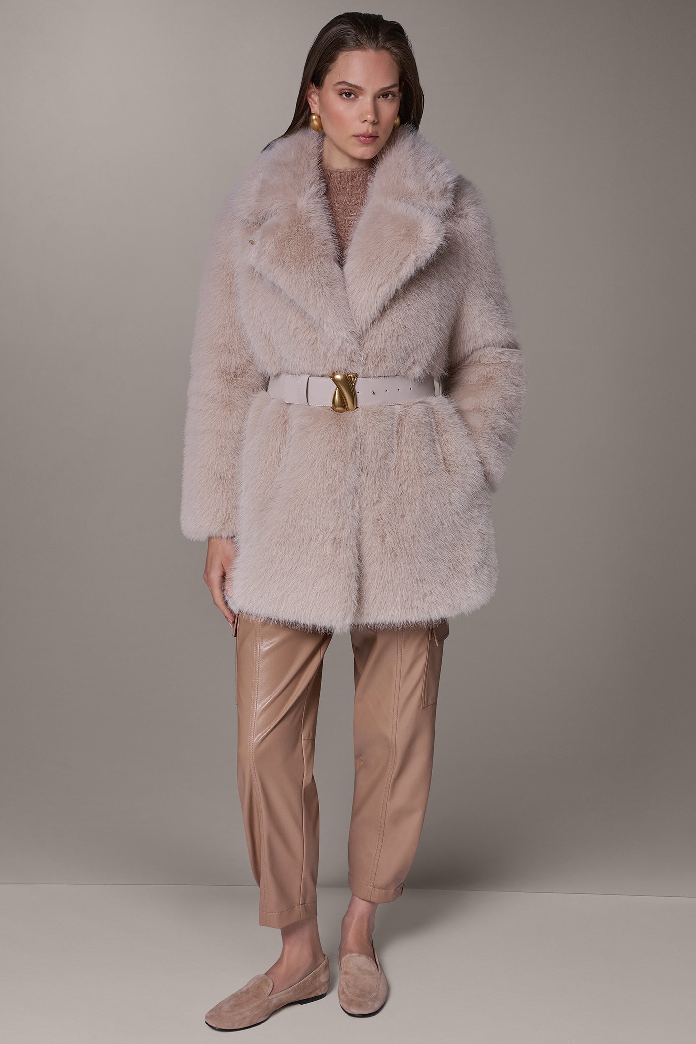 HIGH NECK FAUX FUR COAT VIEW 10