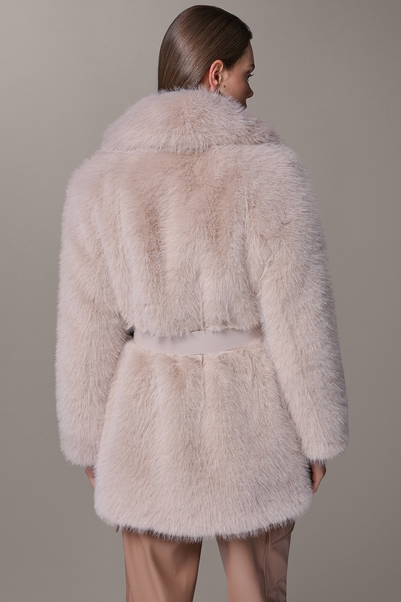 HIGH NECK FAUX FUR COAT VIEW 4