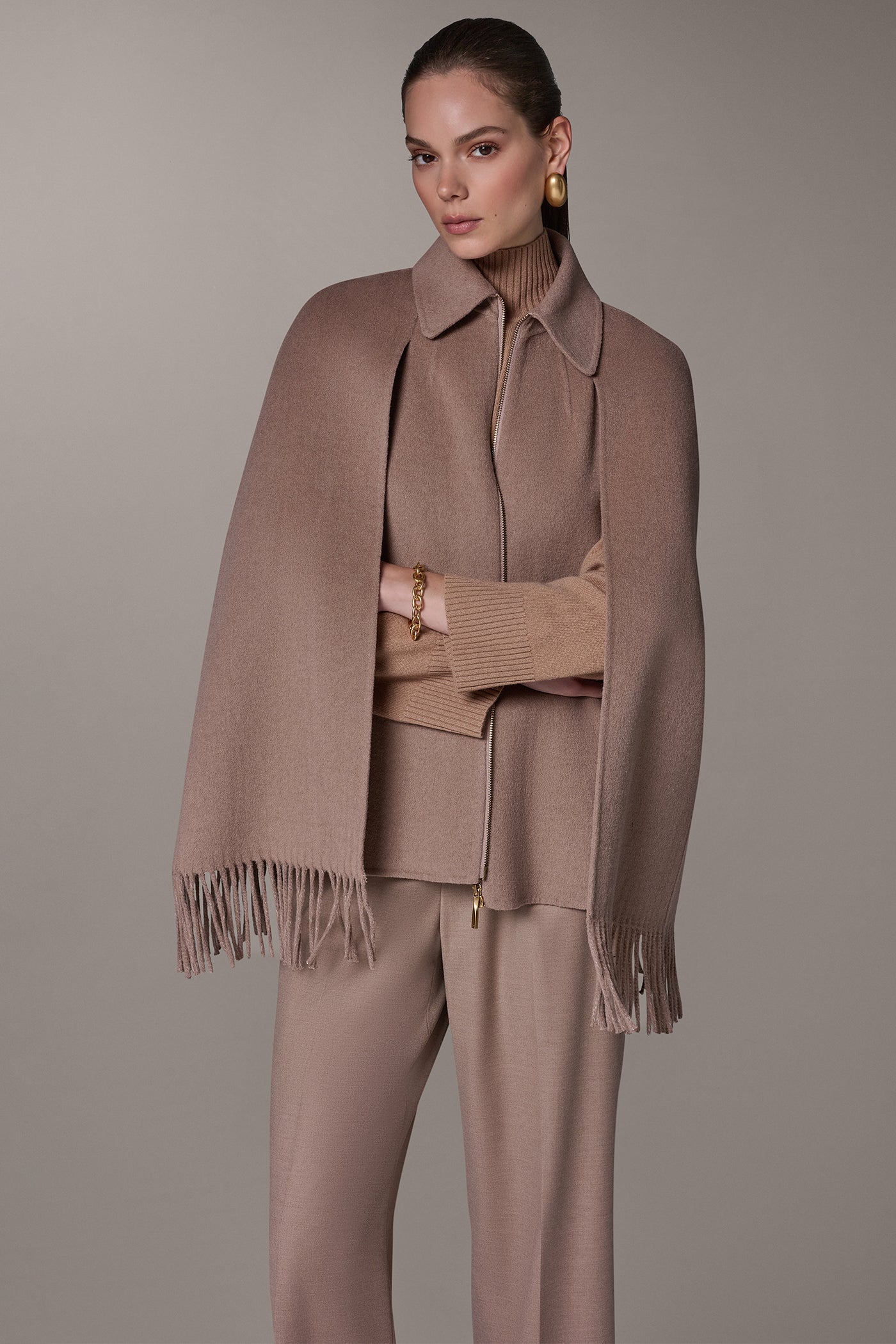WOOL BLEND FRINGE CAPE VIEW 7