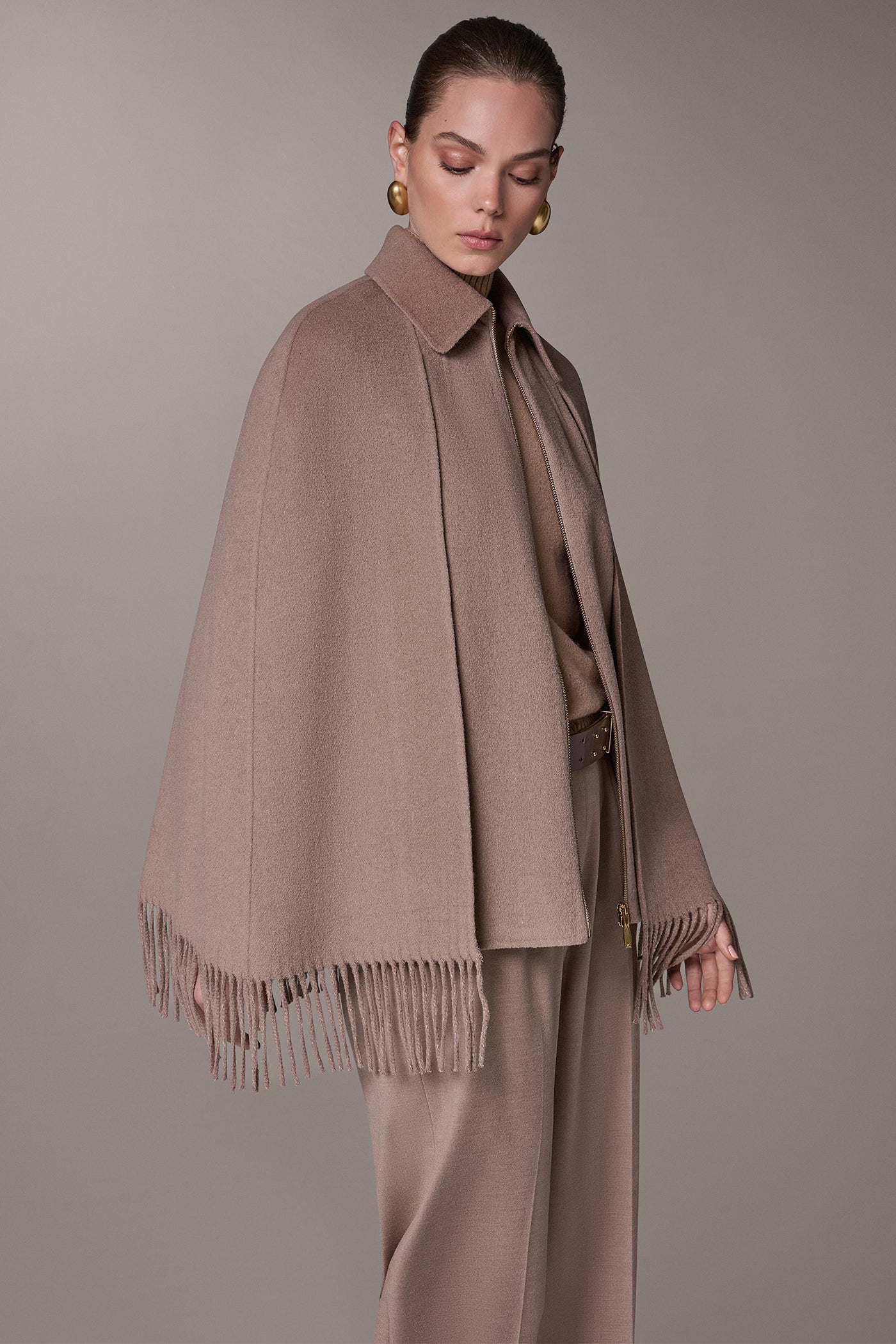 WOOL BLEND FRINGE CAPE VIEW 8