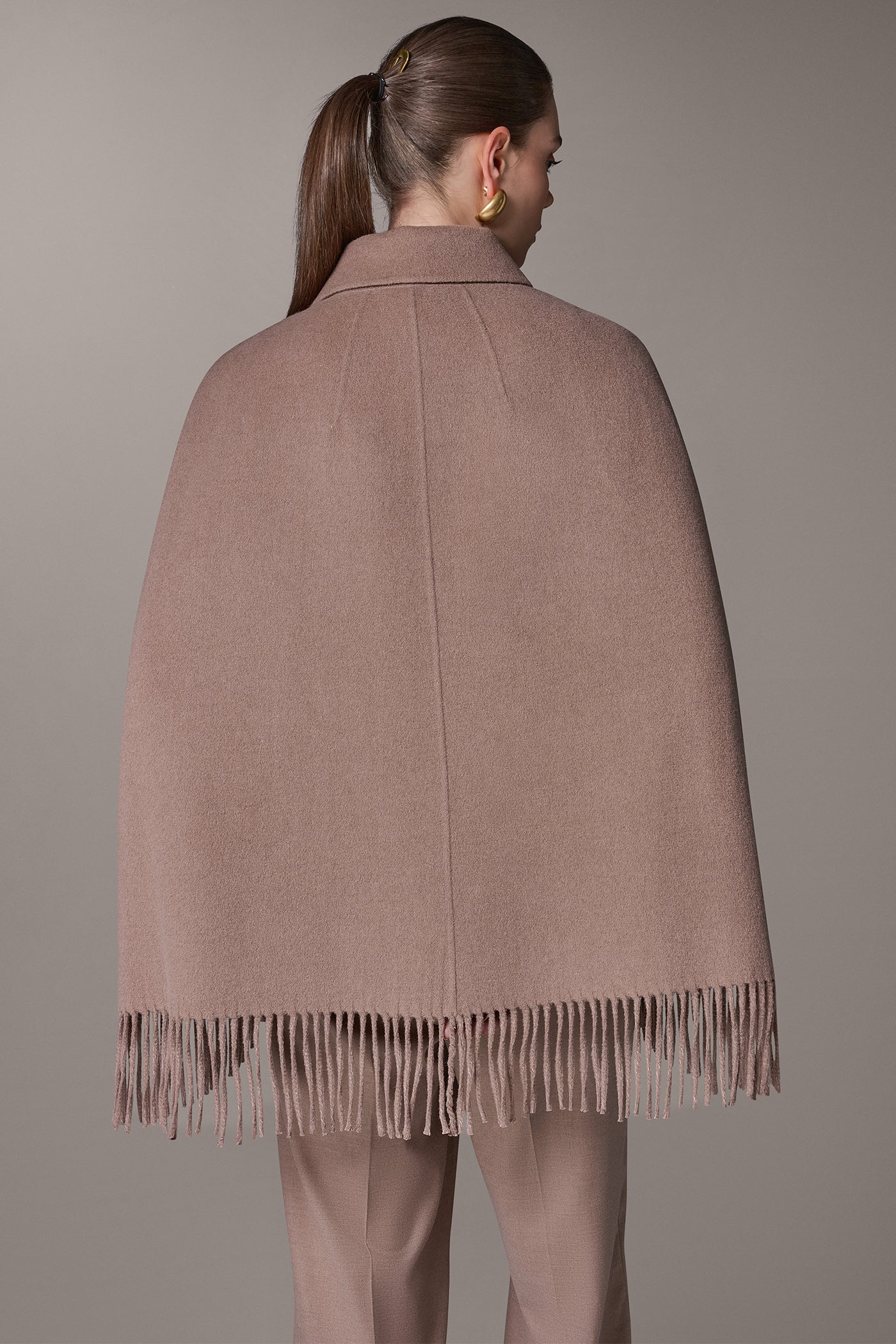 WOOL BLEND FRINGE CAPE VIEW 3