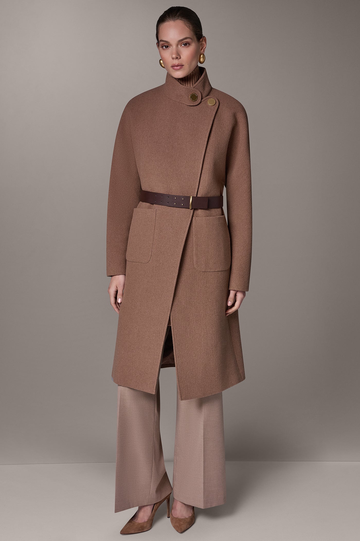 WOOL BLEND HIGH NECK WRAP COAT VIEW 11